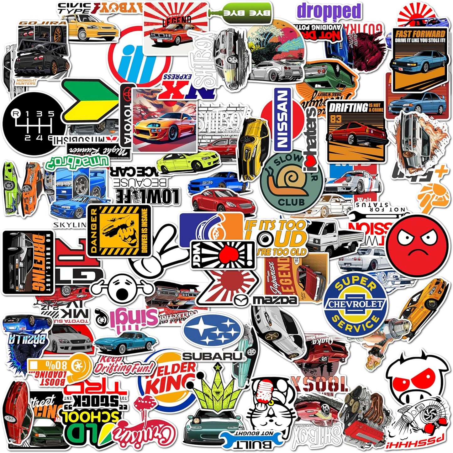 Race-Ready 90 Collection of Authentic JDM Sticker Set - Mobile, Laptop, Accessories, Gifting - Durable, Laminated, Quality Printed Vinyl For True Japanese Speed Culture Car Fans