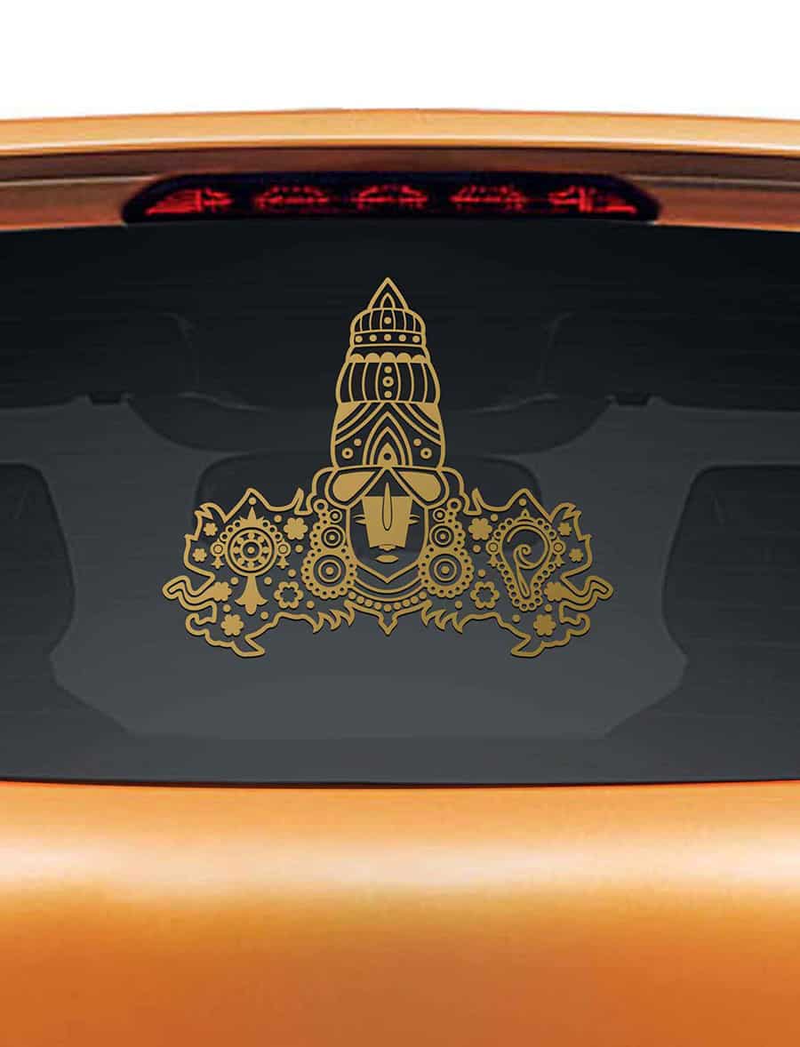 Tirupati Balaji Flame Car Rear Glass Sticker