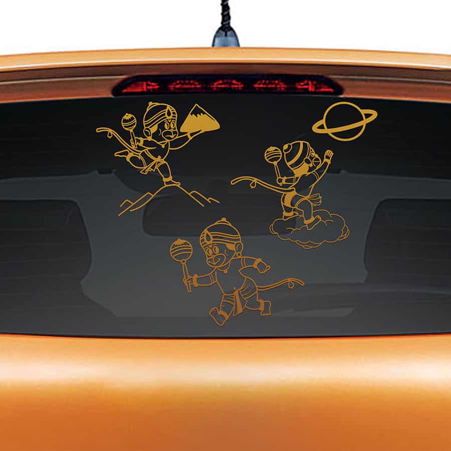 Bala Hanuman Set of 3 Series Car Rear Glass Sticker