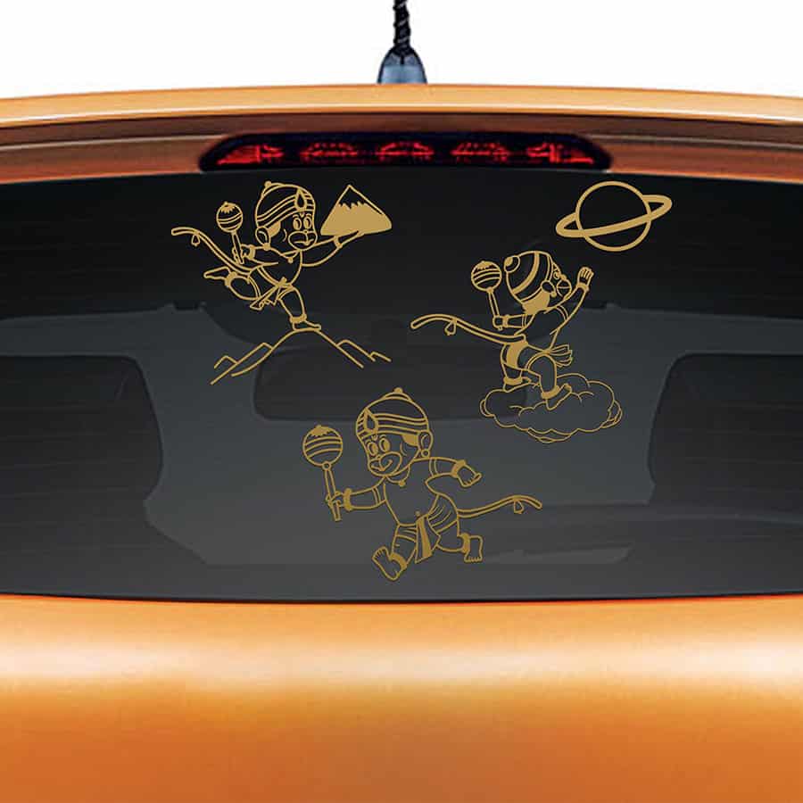 Bala Hanuman Set of 3 Series Car Rear Glass Sticker