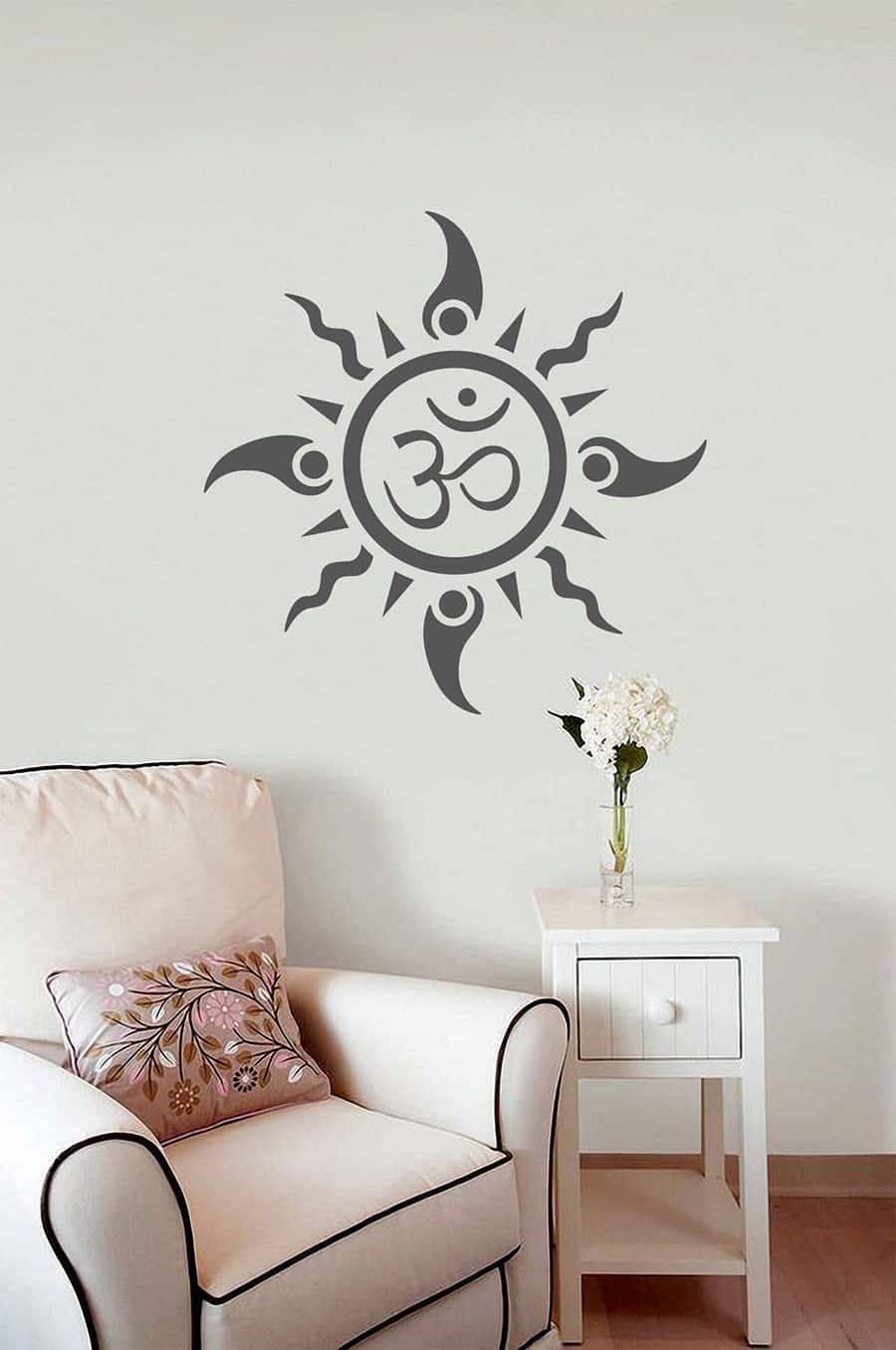 Om Sun Tattoo Wall Sticker