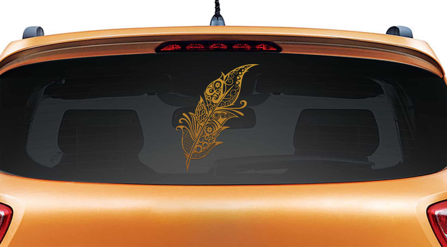 Feather Calligraphy Car Rear Glass Sticker