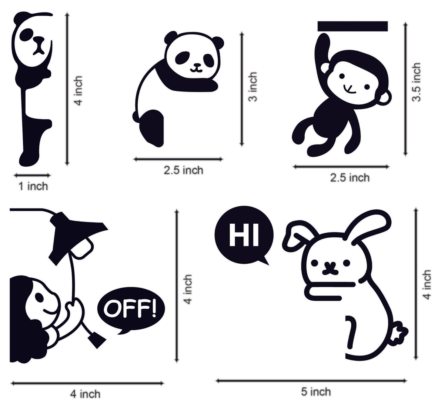 Vinyl Combo Teddy Switch Board Decal Sticker (Black) - Set of 5