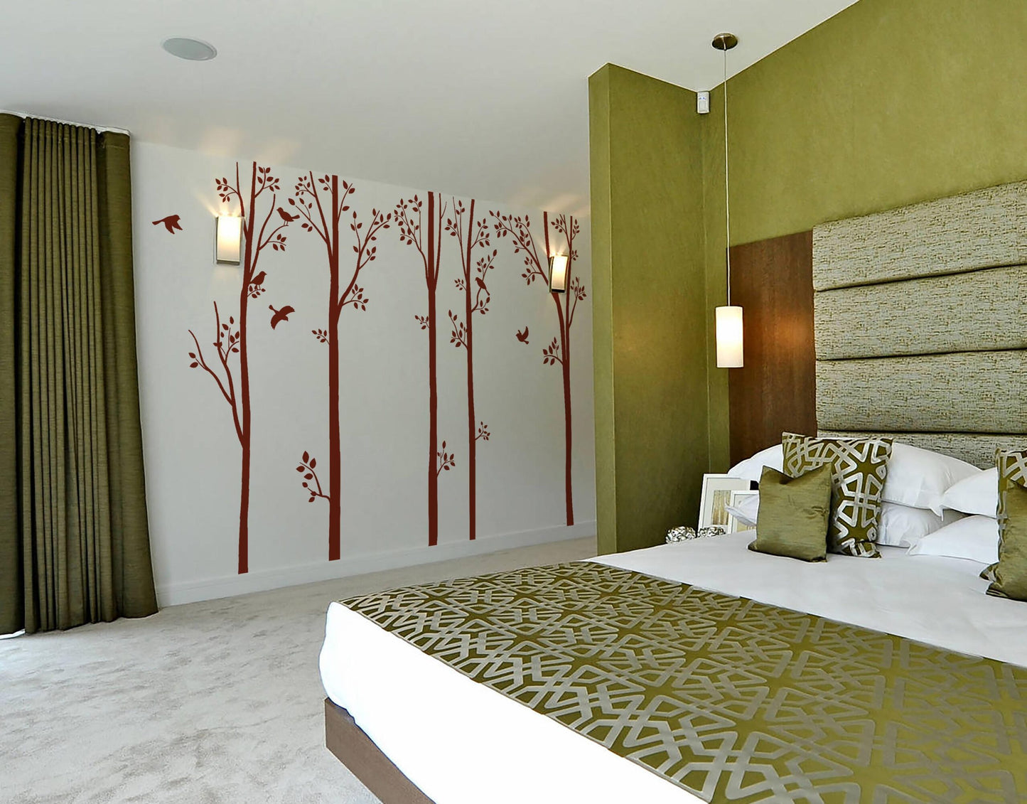 Simple Birch Tree & Leaves Wall Sticker