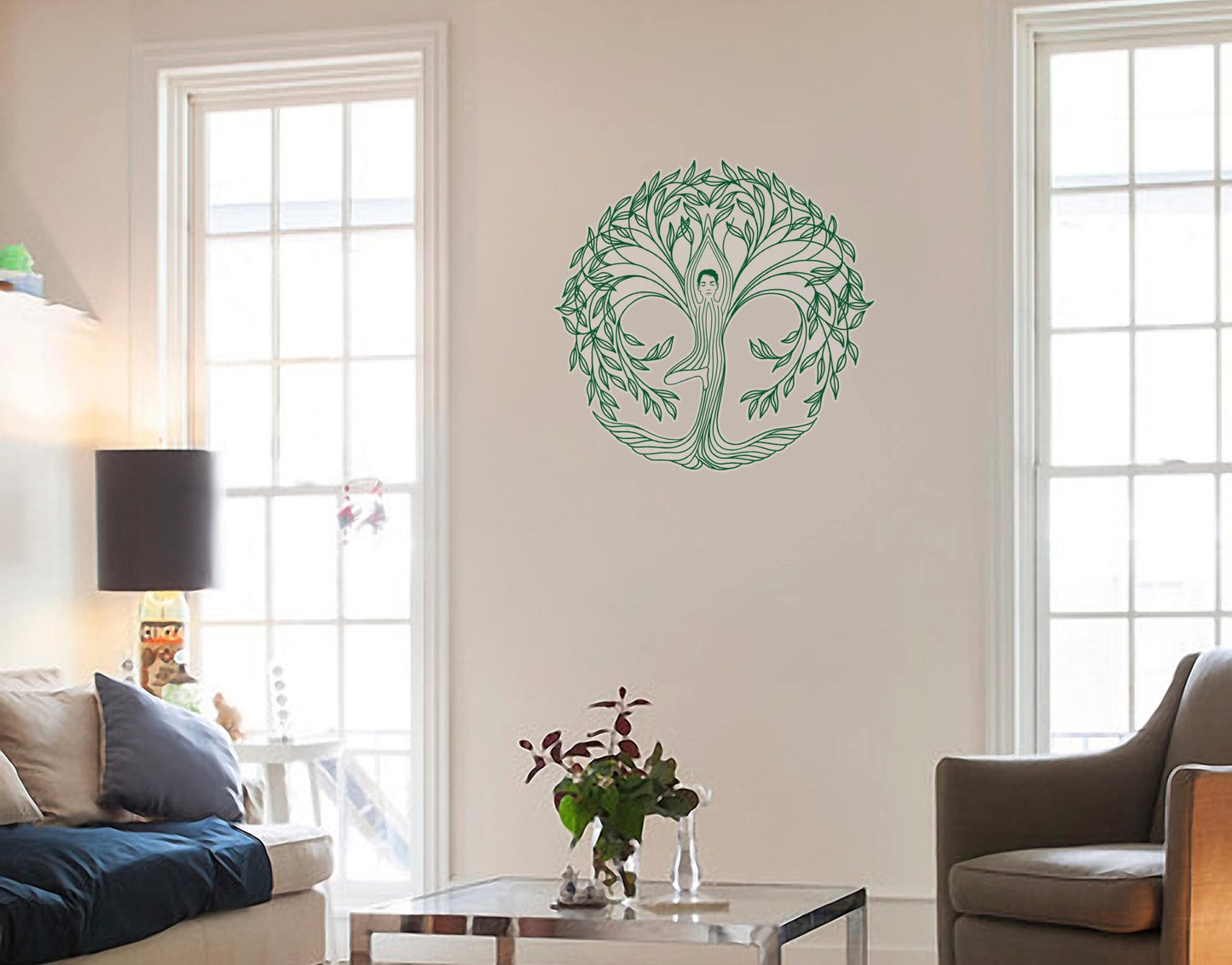 Vrikshasana Tree Pose mandala wall sticker