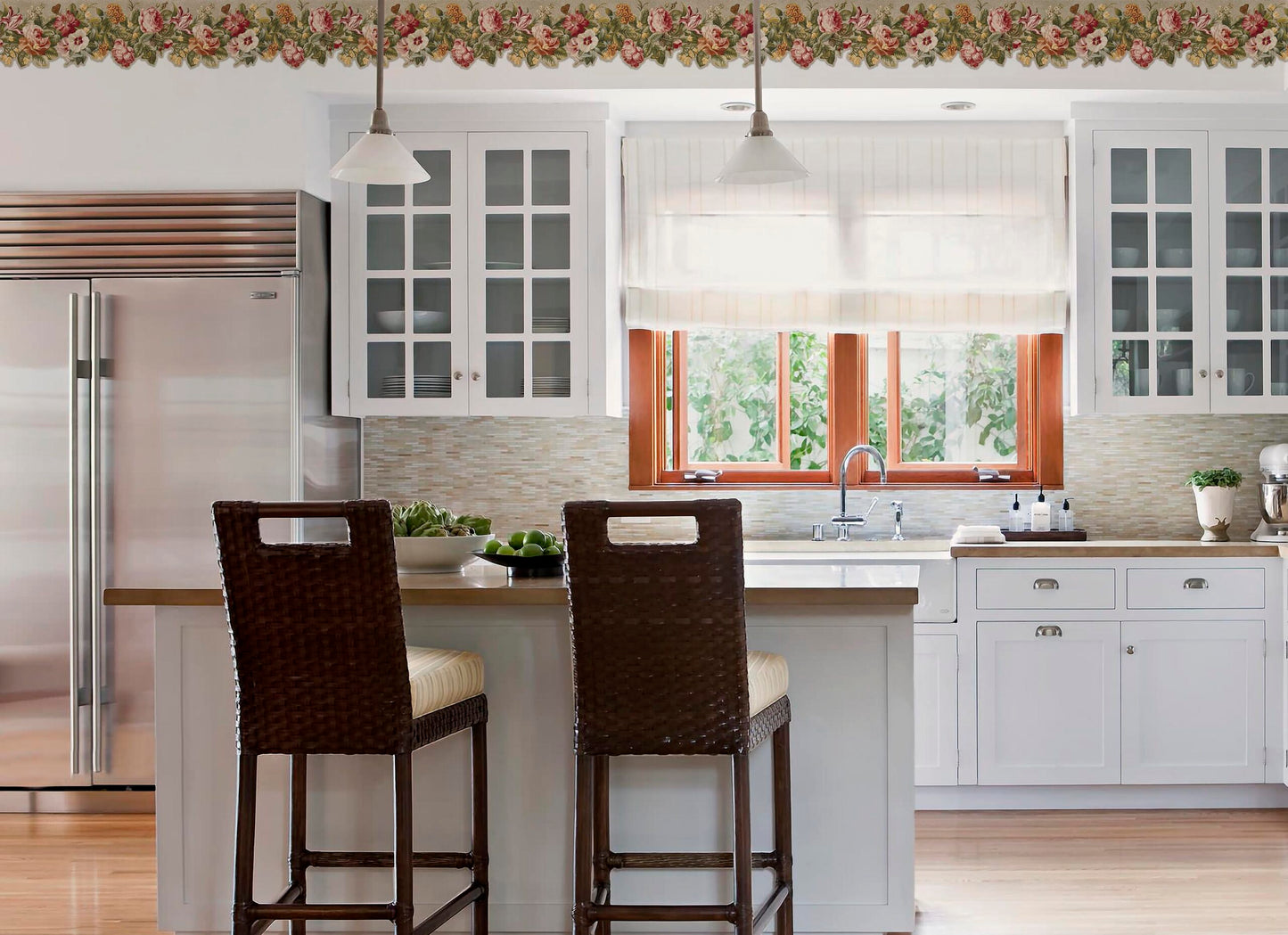 Classic Vintage Flower & Butterfly Wall Border Sticker