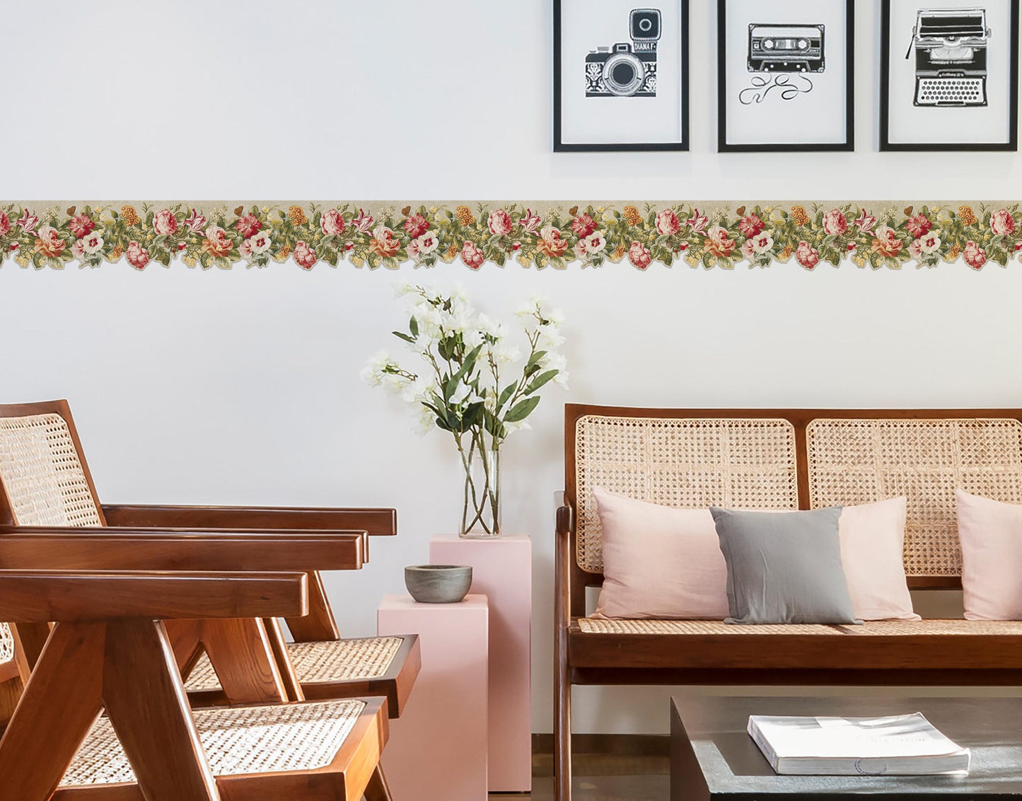 Classic Vintage Flower & Butterfly Wall Border Sticker