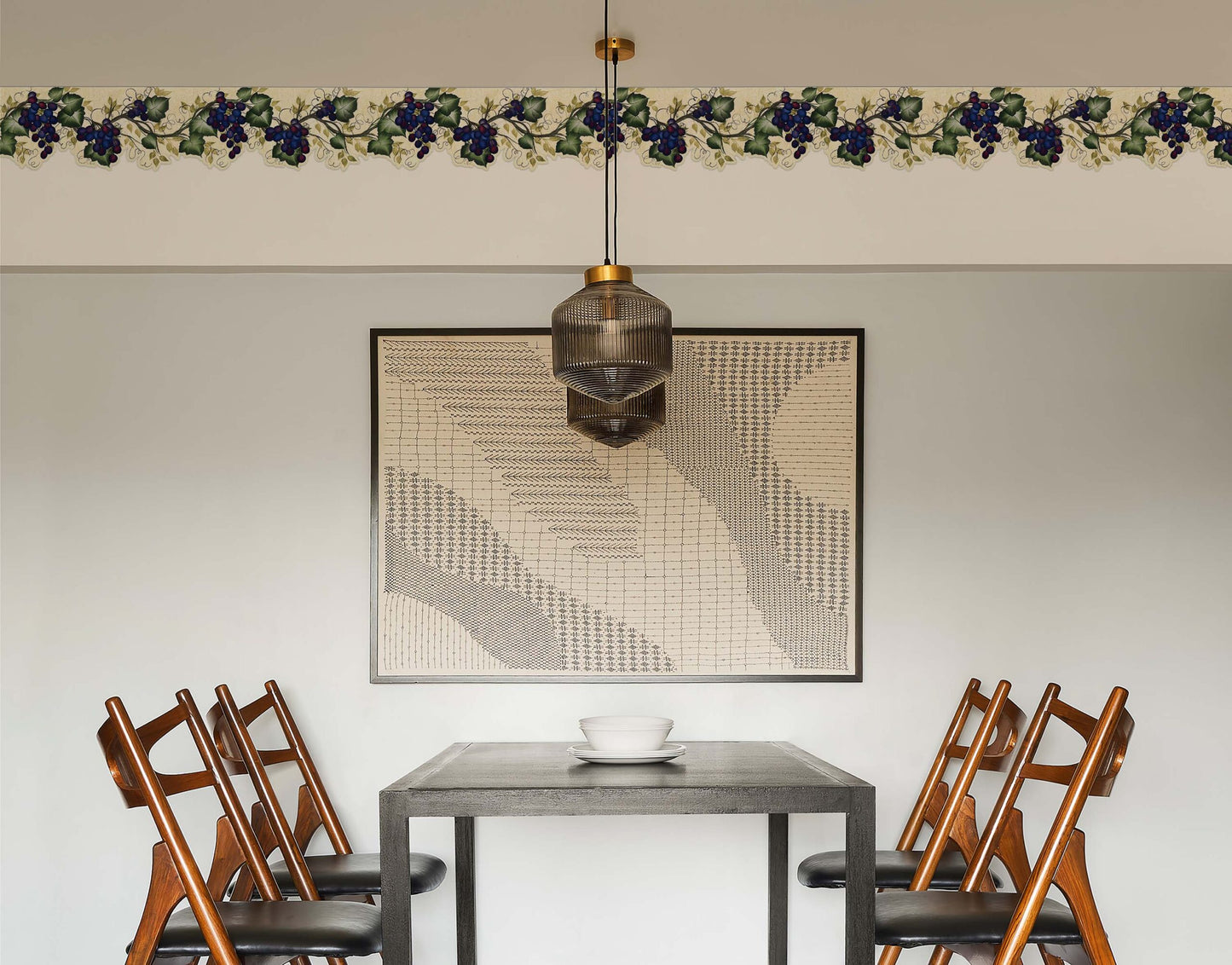 Green Anthurium & Pink Anemones Wallpaper Border Sticker