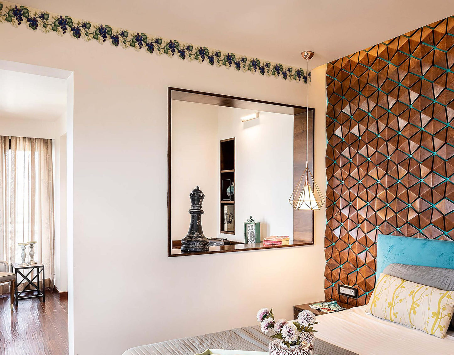 Green Anthurium & Pink Anemones Wallpaper Border Sticker