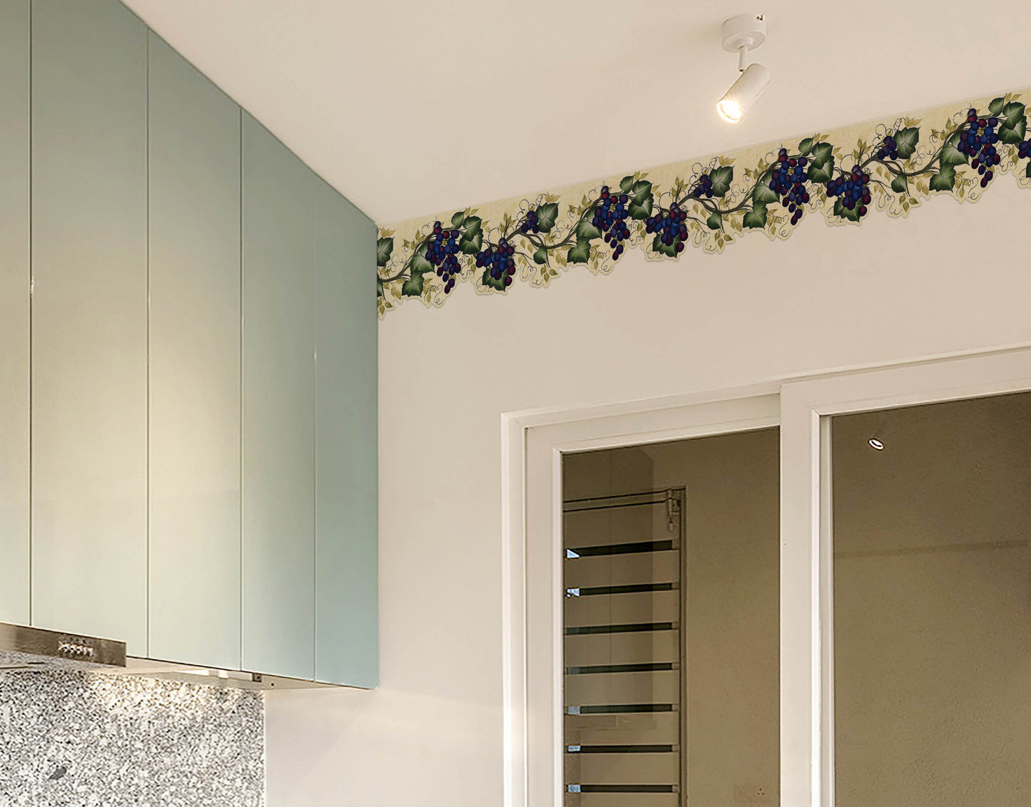 Green Anthurium & Pink Anemones Wallpaper Border Sticker