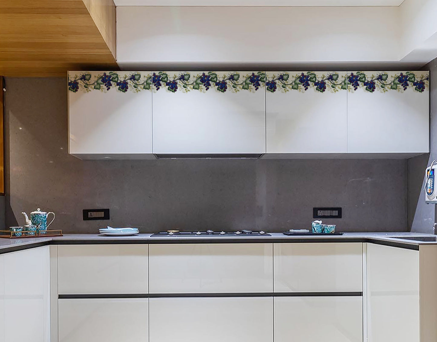 Green Anthurium & Pink Anemones Wallpaper Border Sticker