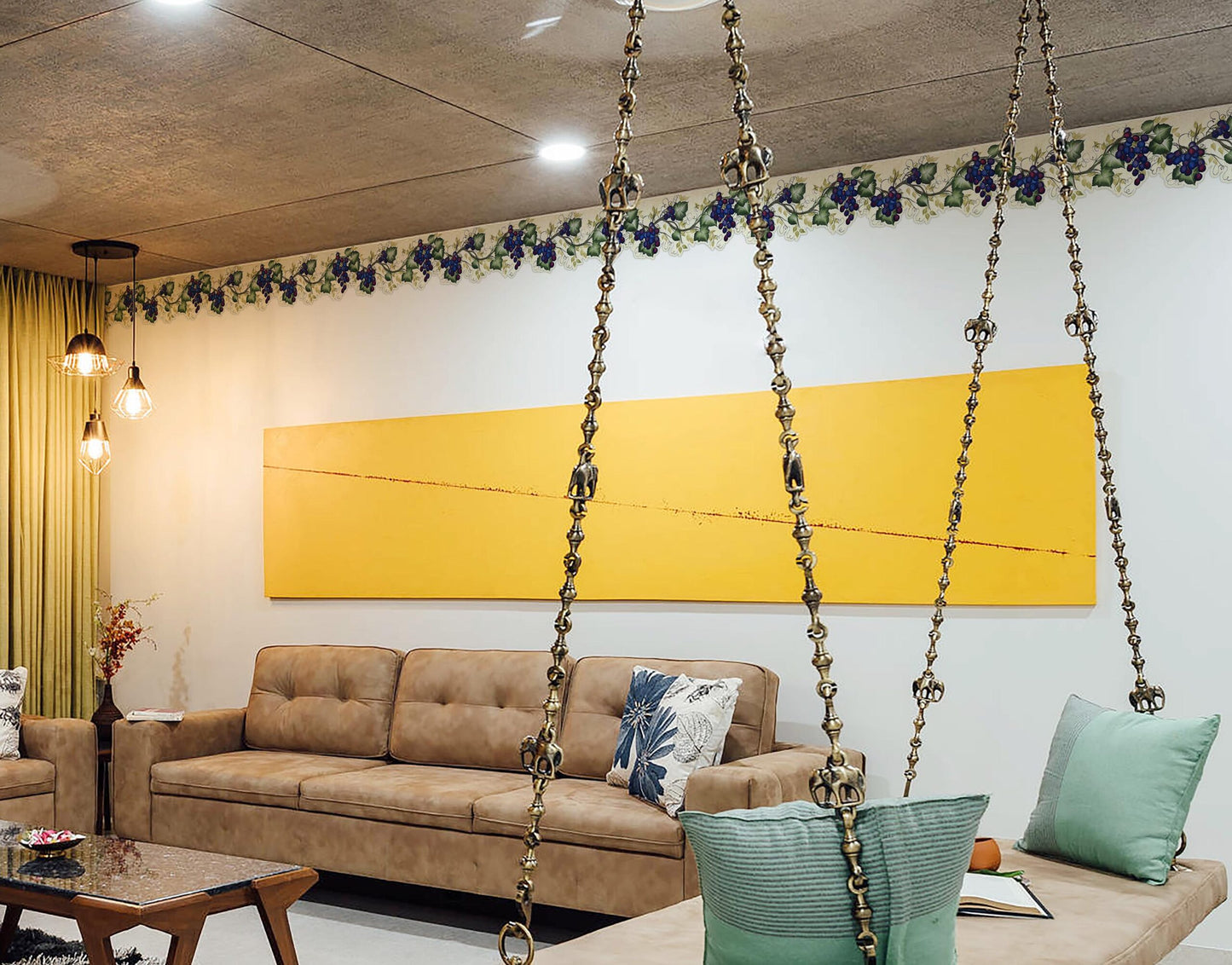 Green Anthurium & Pink Anemones Wallpaper Border Sticker