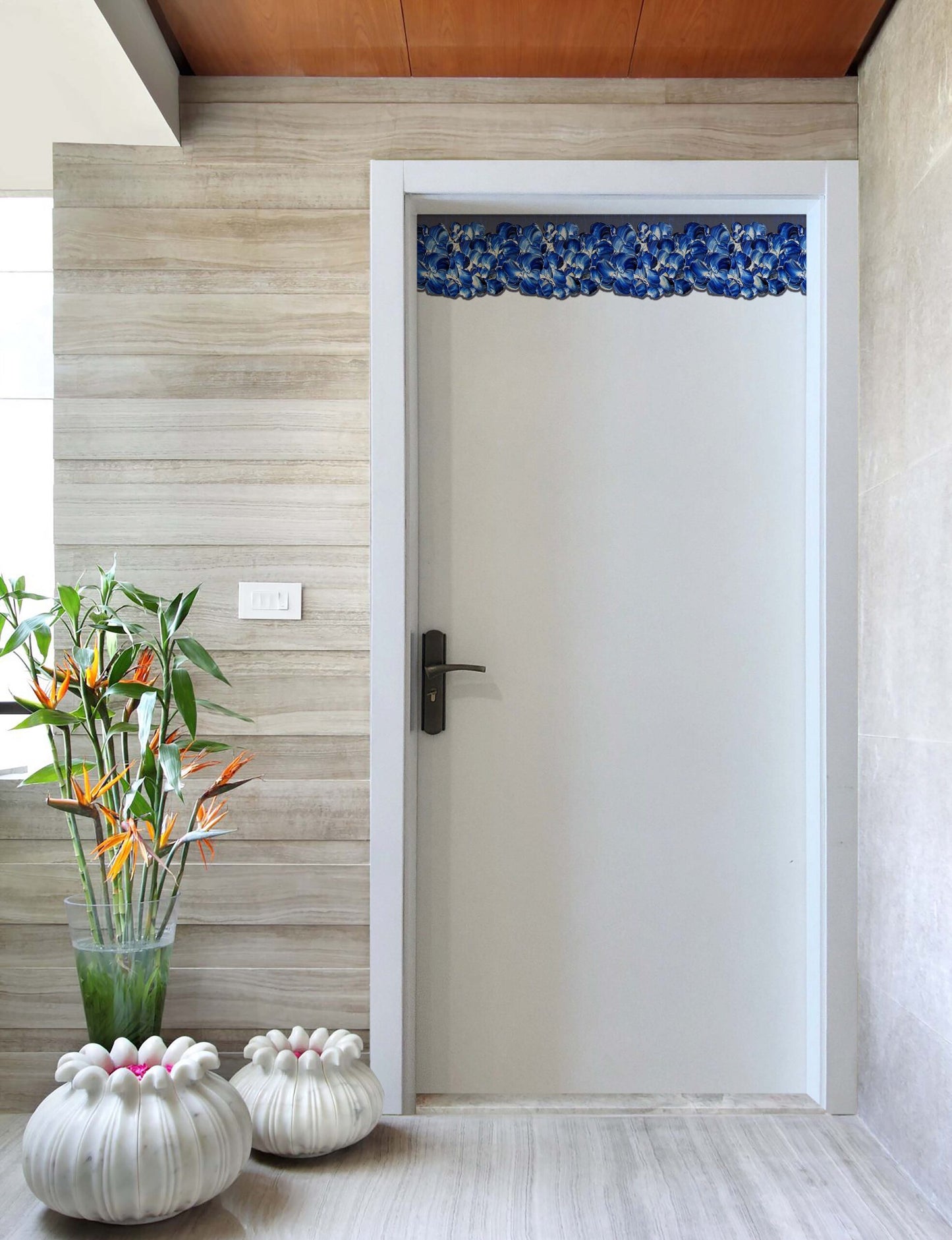 White Blue Bouquet Flowers Wall Border For Room