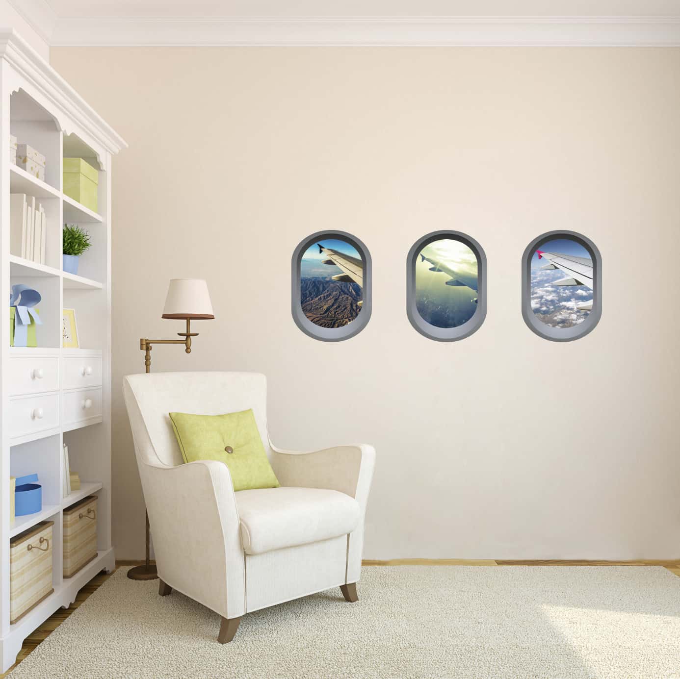 Aeroplane window illusion Wall Sticker