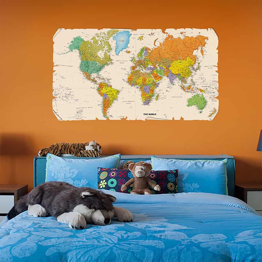 World Map in a Scroll Wall Sticker