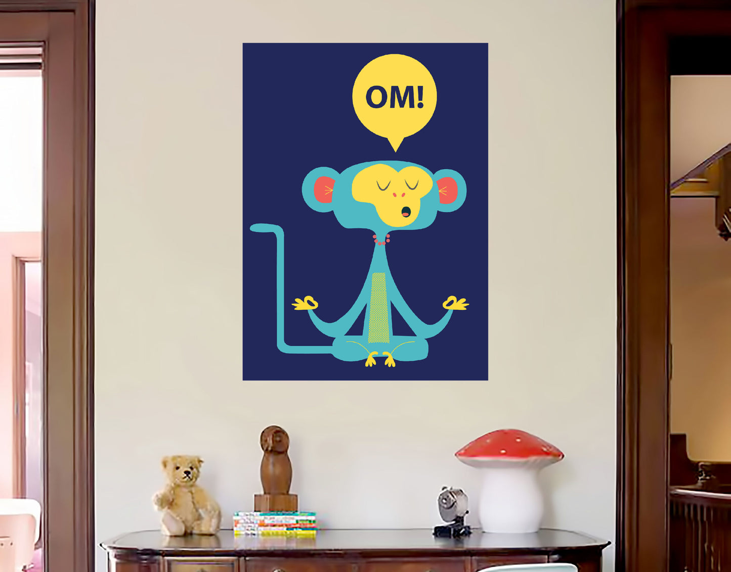 Om Funky Monkey yoga kids wall sticker