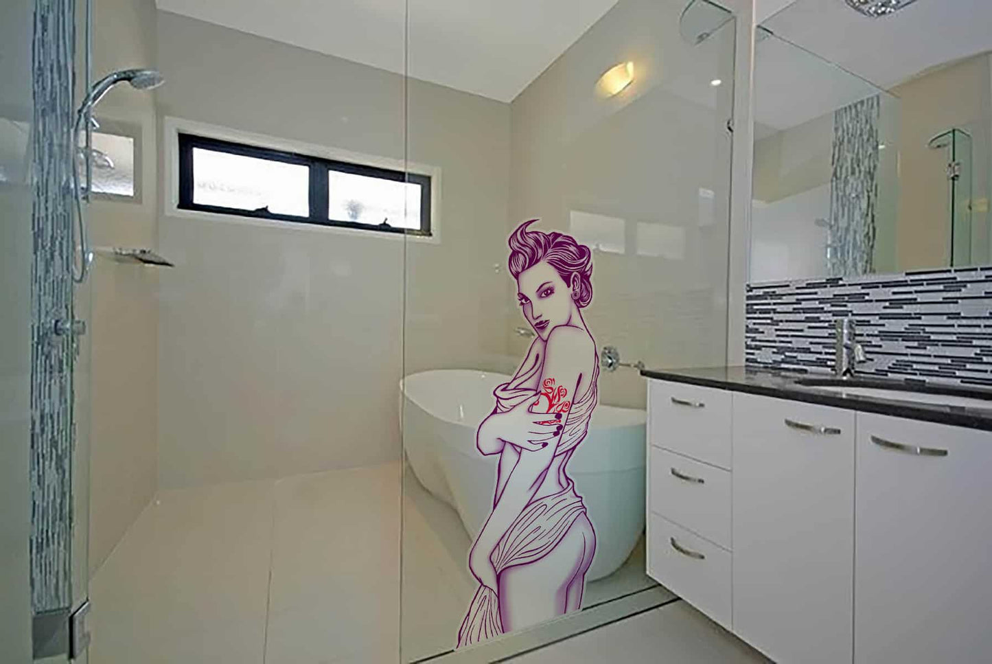 Sexy Lady Silhouette Glass Sticker