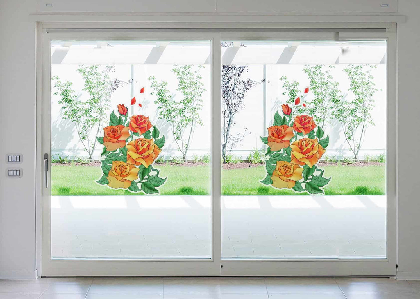 Coloured Roses Glass Sticker