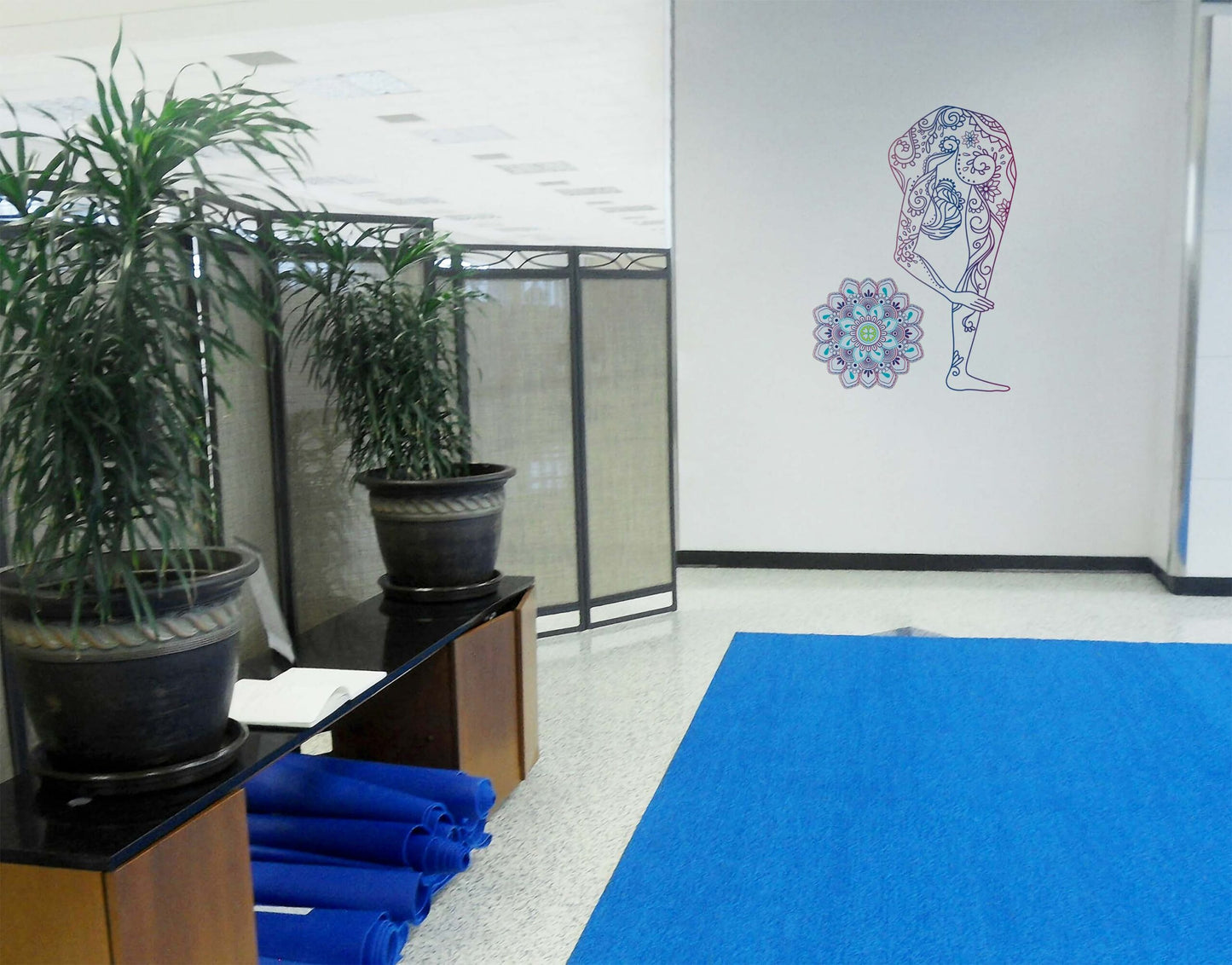 Yoga Back Bend Floral Body Tattoo mandala yoga sticker