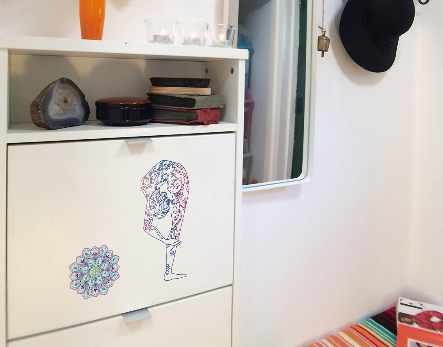 Yoga Back Bend Floral Body Tattoo mandala yoga sticker