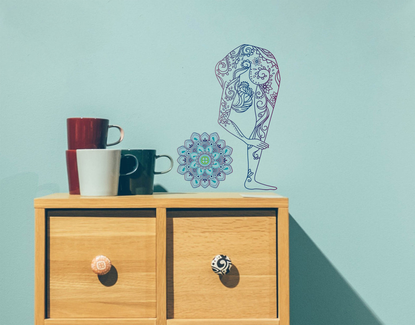 Yoga Back Bend Floral Body Tattoo mandala yoga sticker