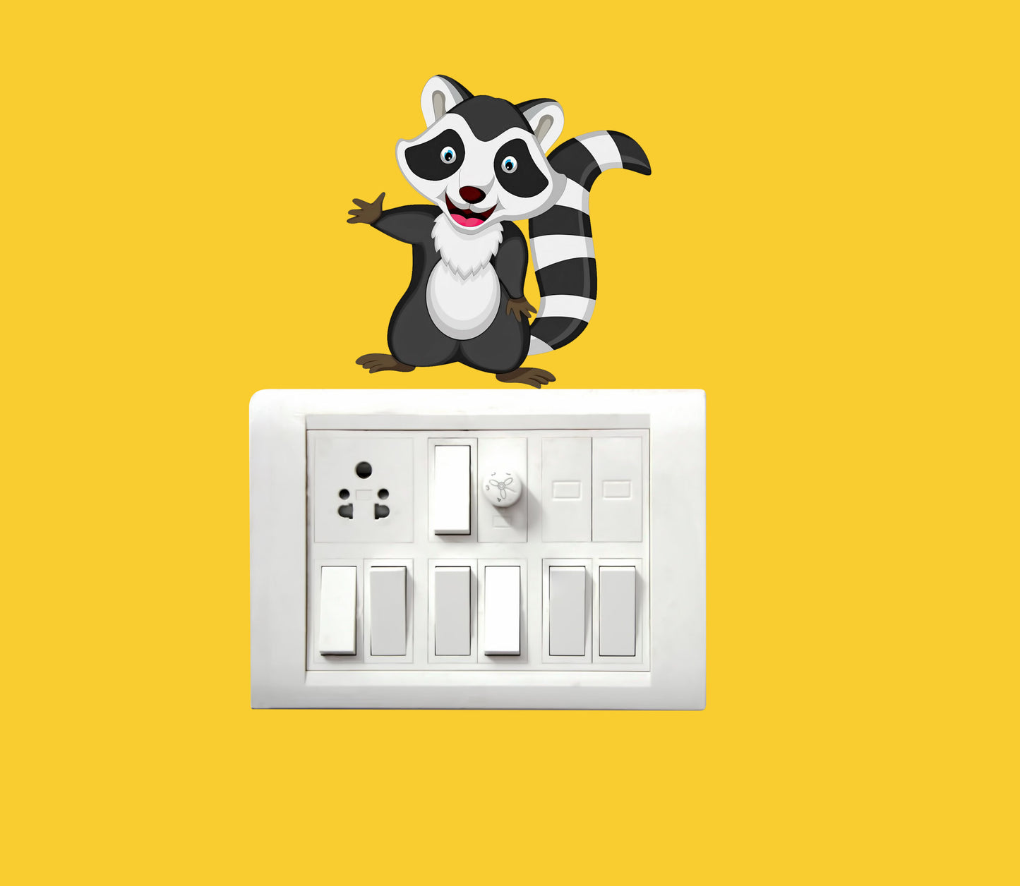 Vinyl Cute Cuddly Animals Switchboard Sticker - Set of 12 (Multicolor)