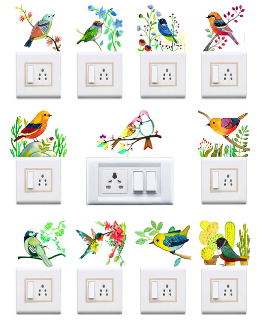 Vinyl Birds & Branches Painting Art Switchboard Sticker - Set of 11