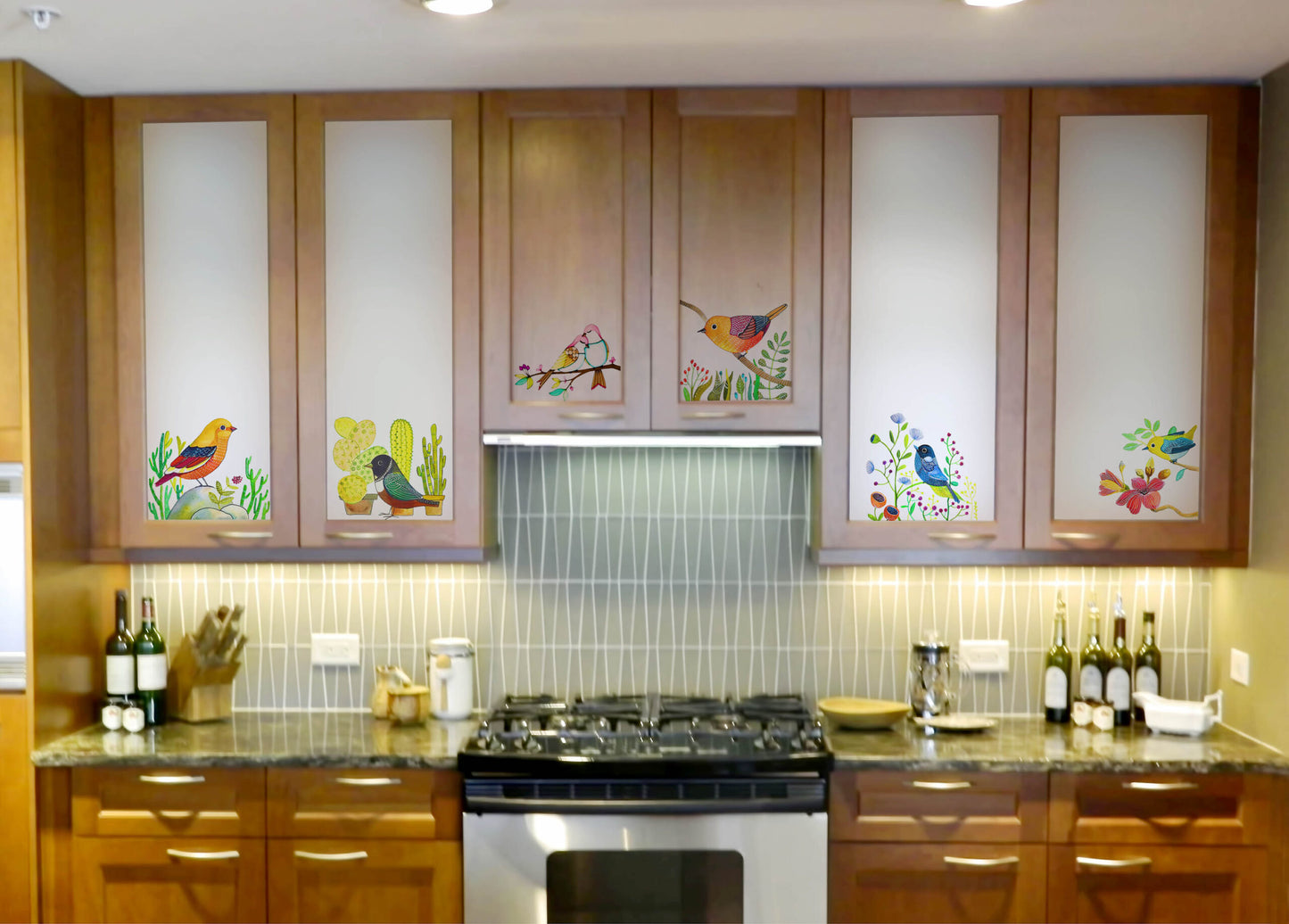 Vinyl Birds & Branches Painting Art Switchboard Sticker - Set of 11