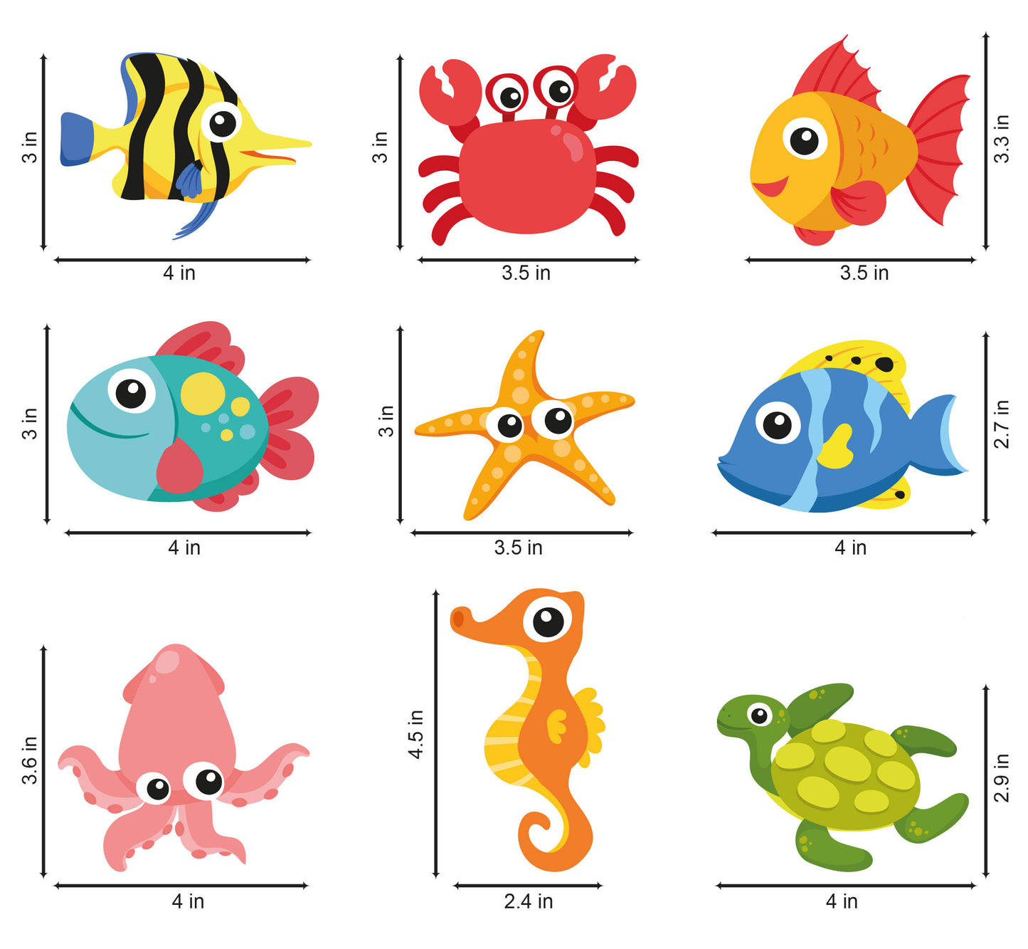 Sea Animals Switchboard Sticker - Set of 9