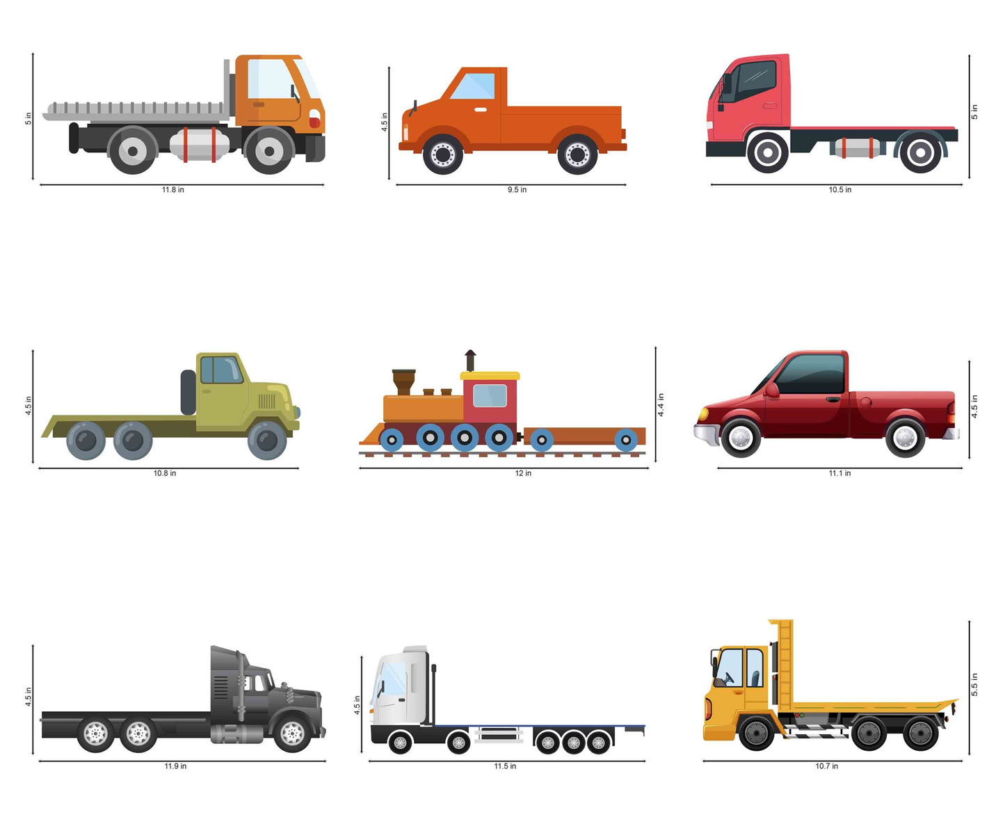 Vehicles Decal Switchboard Sticker - Set of 9