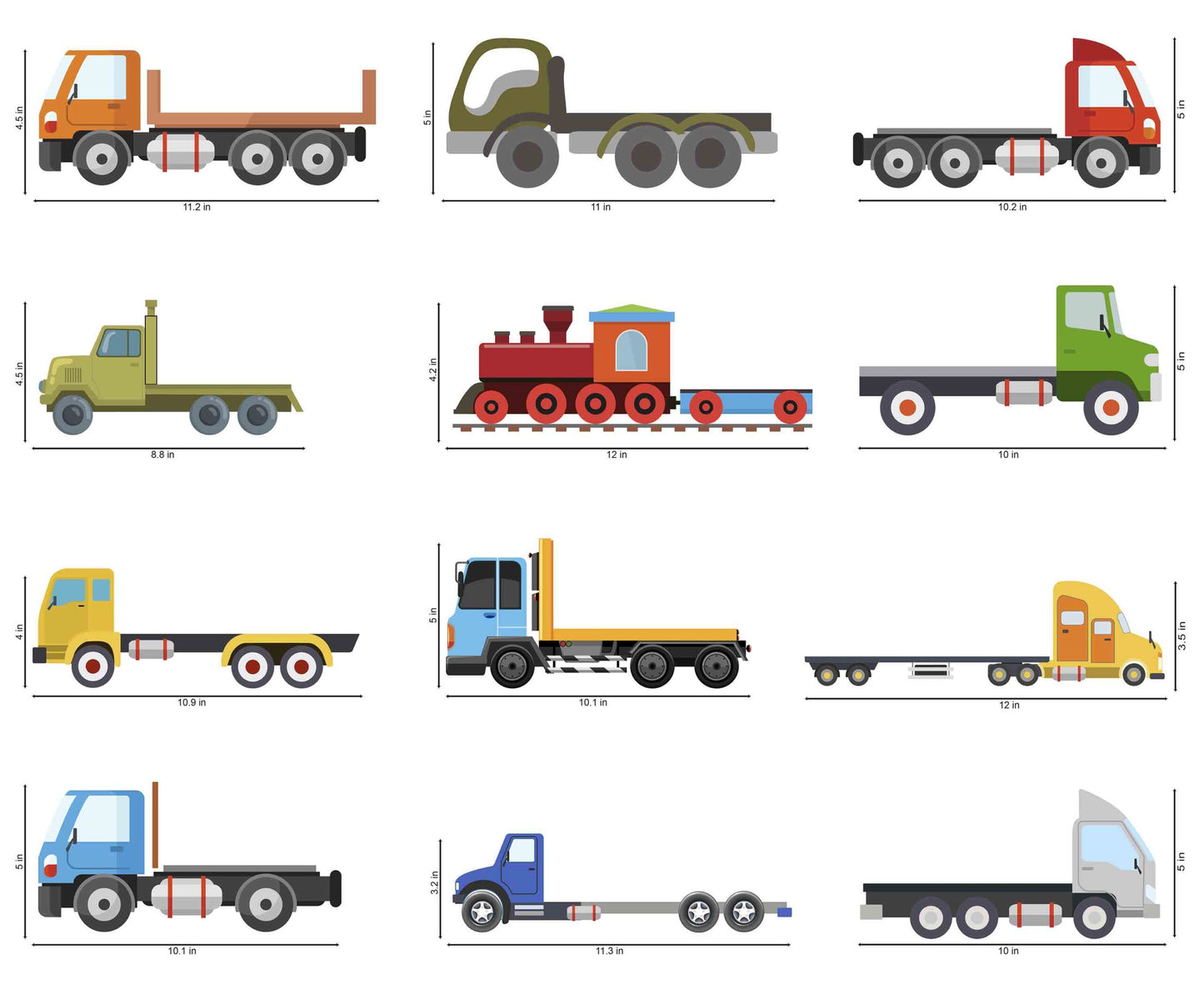 Vinyl Heavy Vehicles Switchboard Sticker - Set of 12 (Multicolour), Automobile