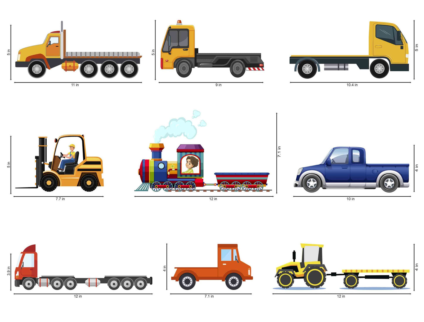 Vinyl Vehicle and Truck Switchboard Sticker - Set of 9 (Multicolor)