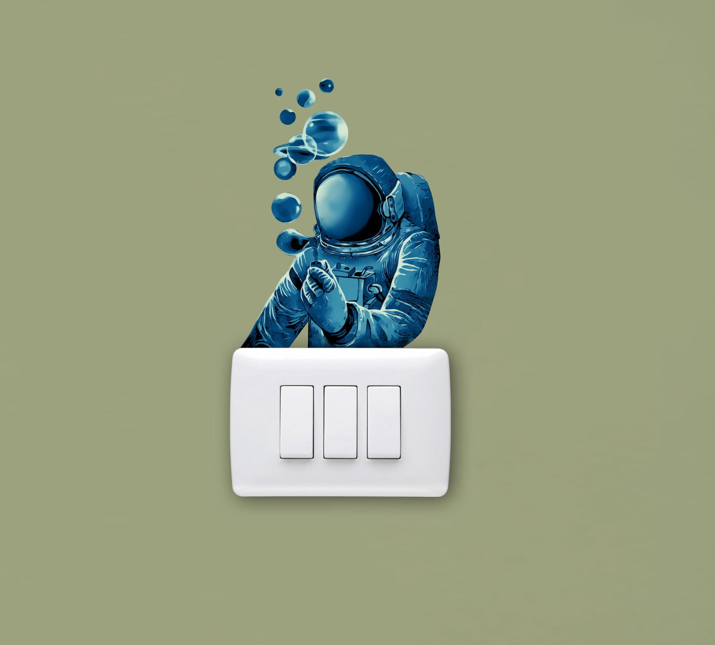 Vinyl Space Man Switchboard Sticker ( Multicolour , Set of 10 )