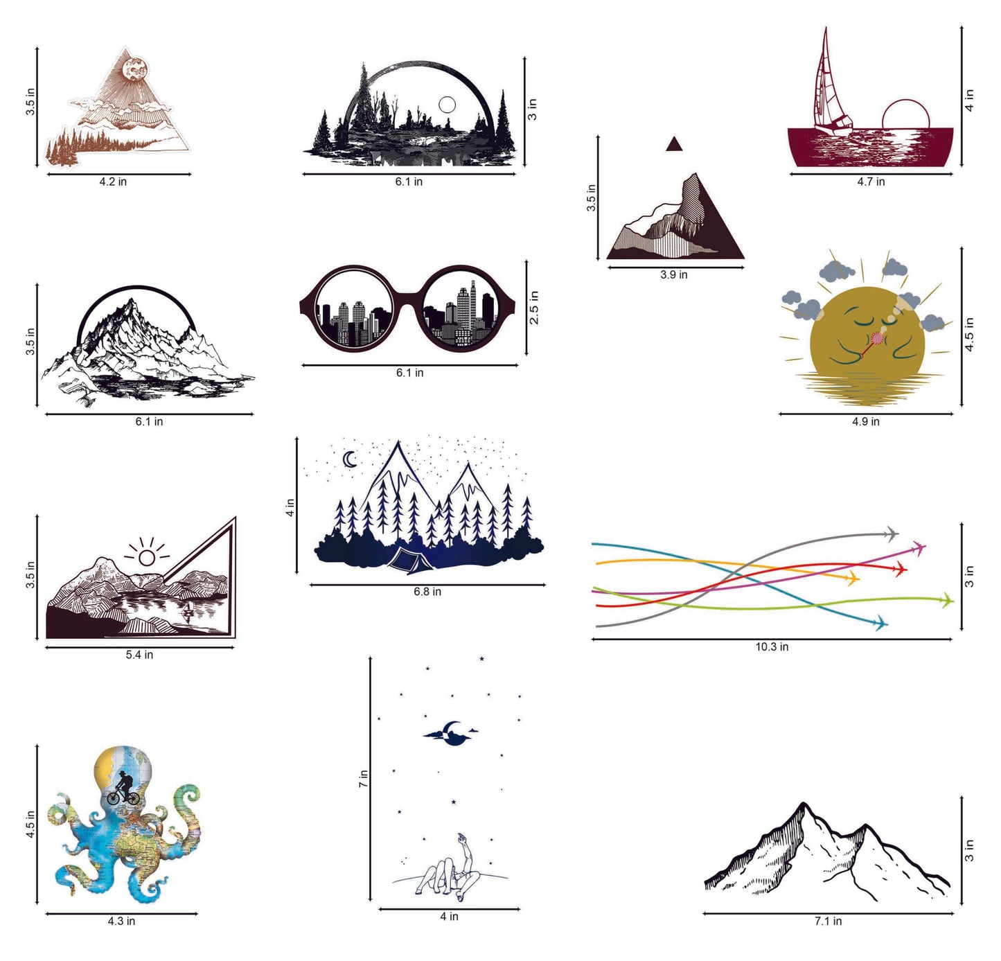 Vinyl Travel Theme Switchboard Sticker ( Multicolour , Set of 14 )