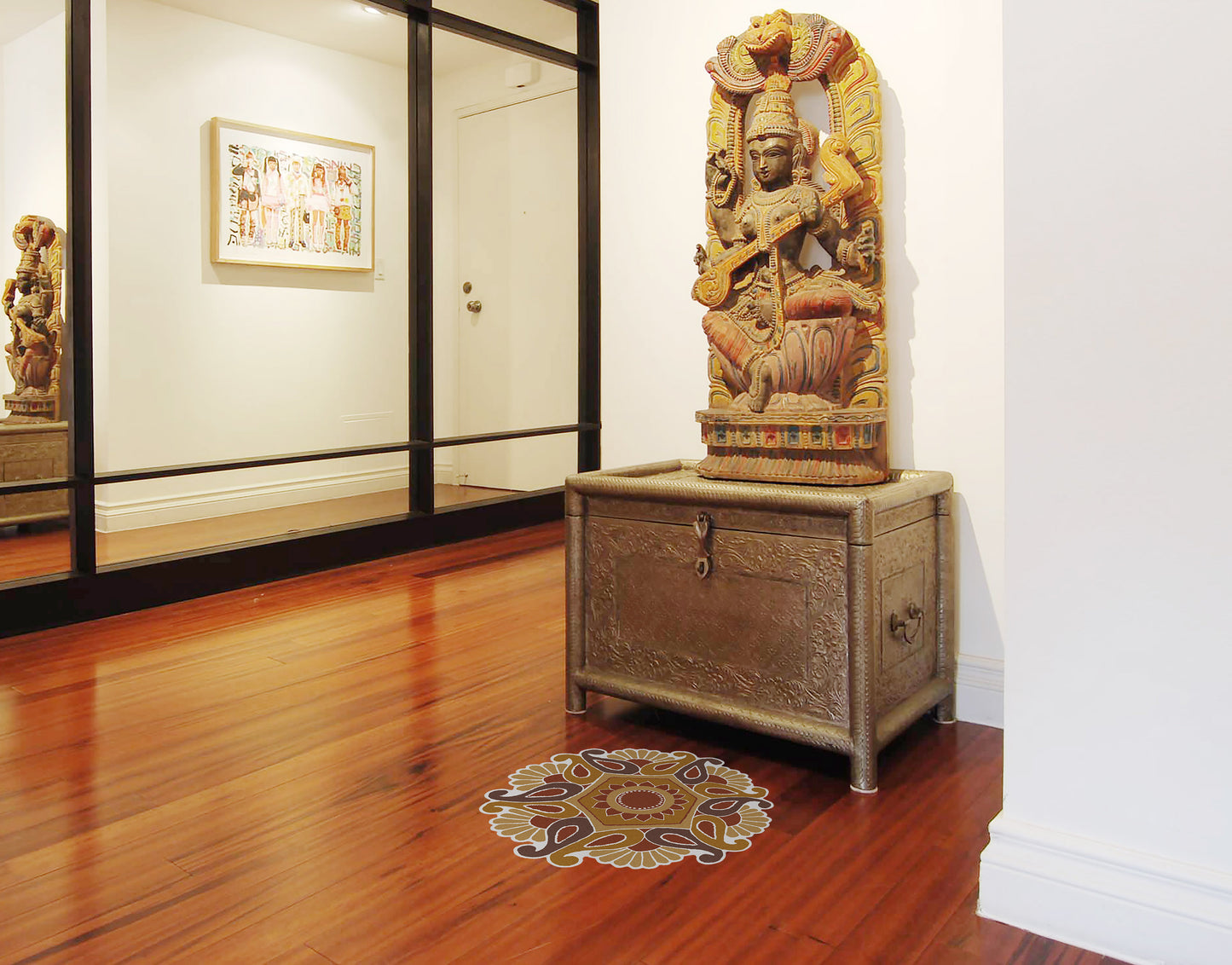 Sunrise Flower Tango Shades Rangoli Floor Sticker