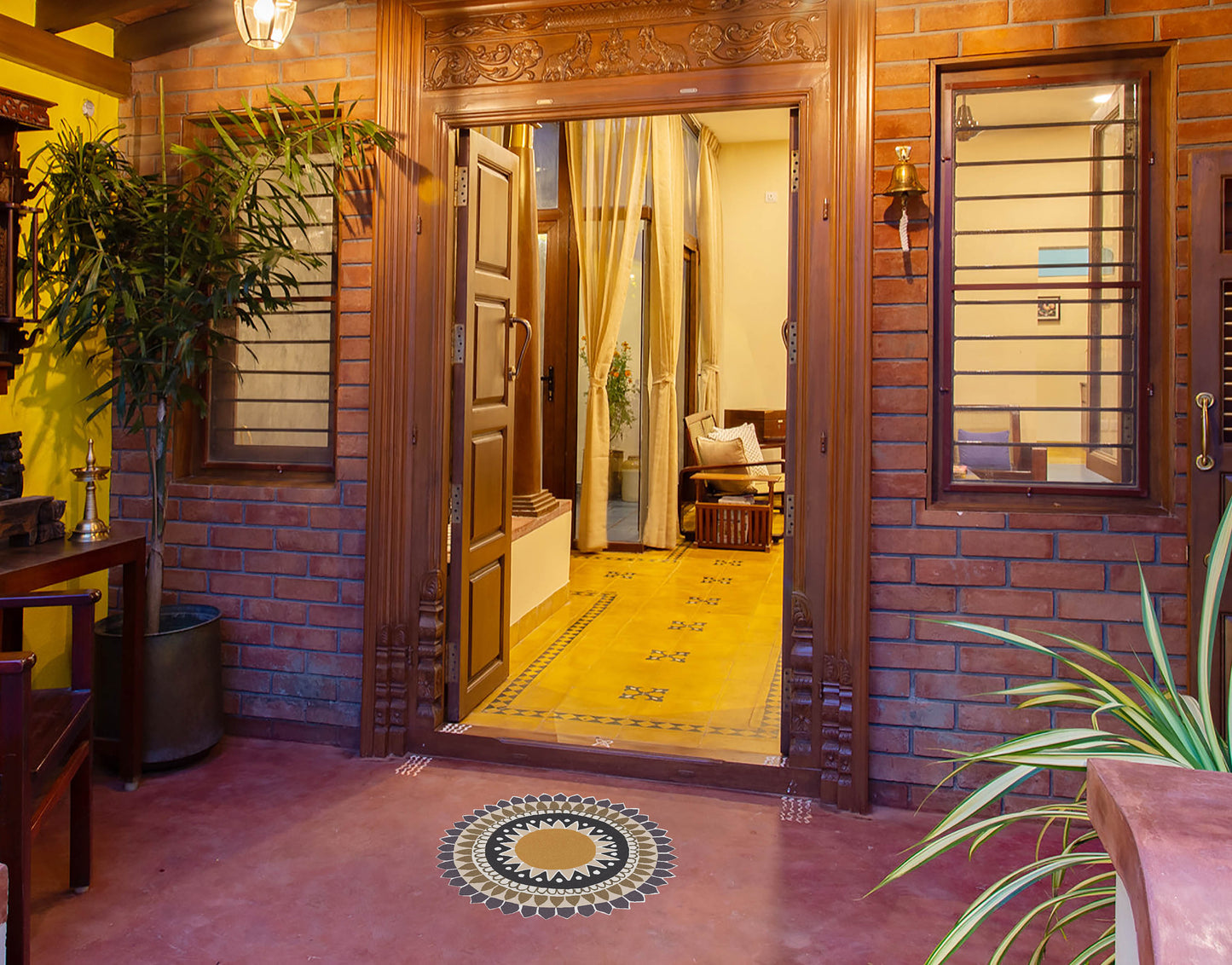 Sunshine Tribe Colorful Rays Rangoli Floor Sticker