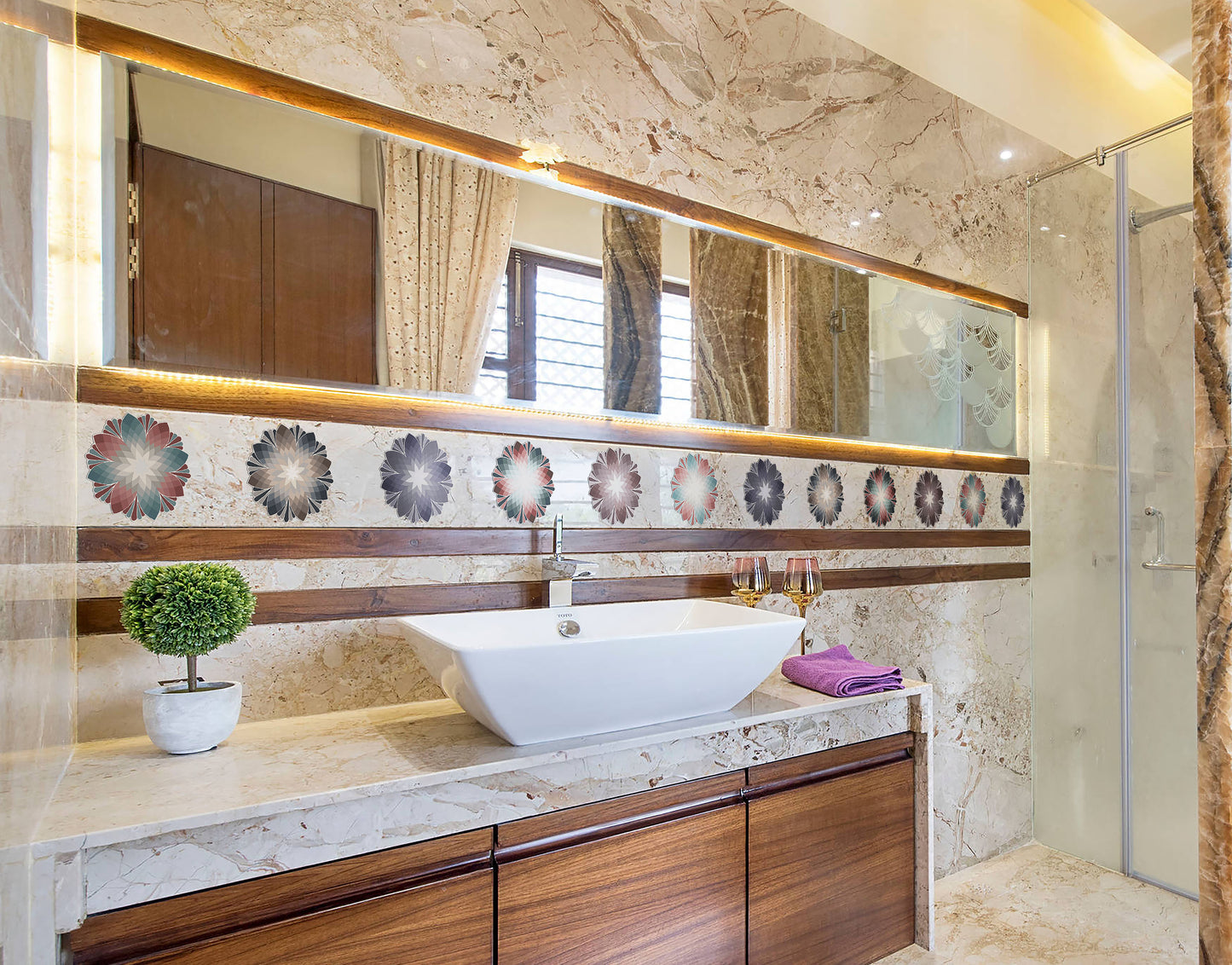 Star Flower Auraa Rangoli Floor Sticker