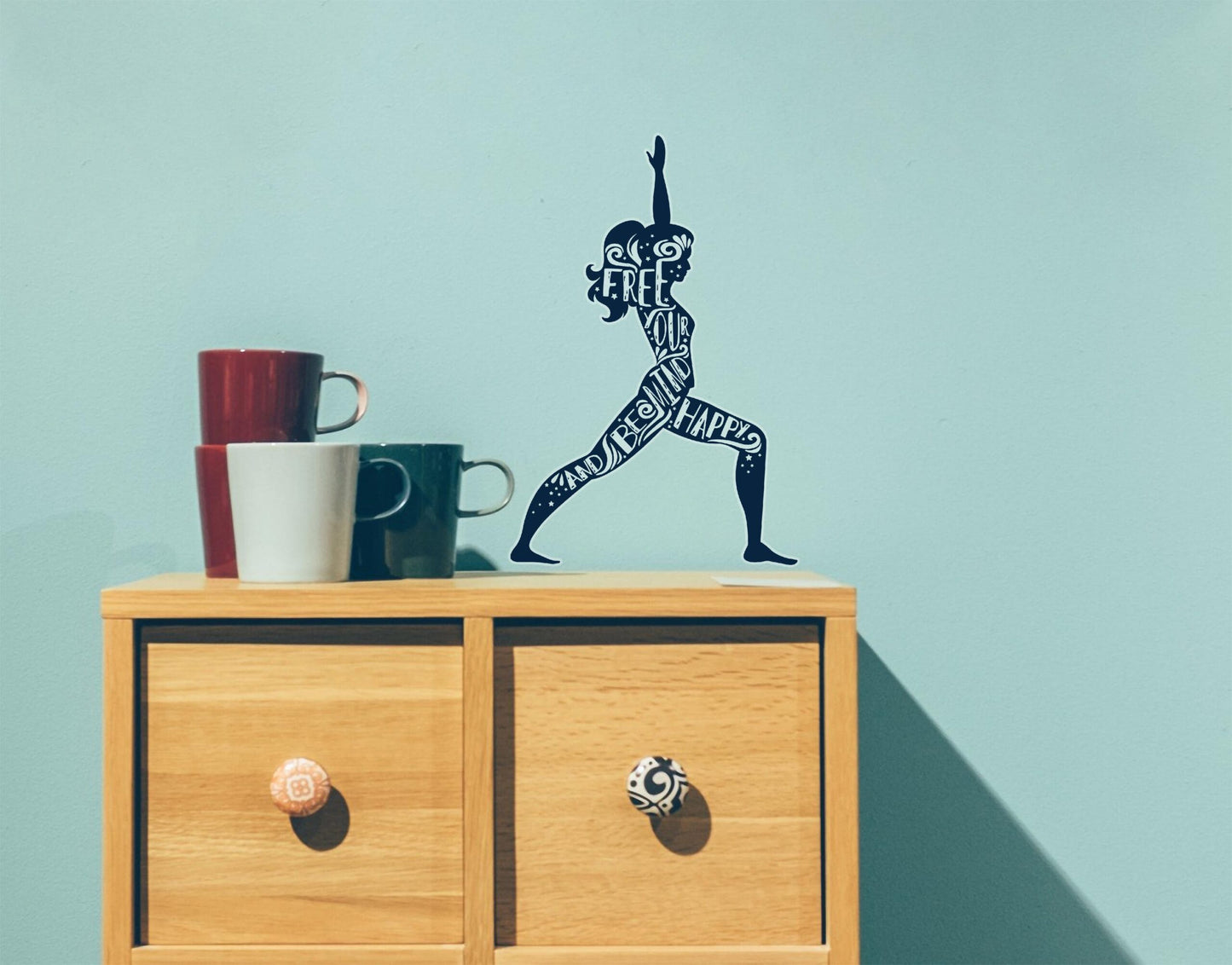 Free Your Mind and be Happy Yoga Pose Wall Sticker