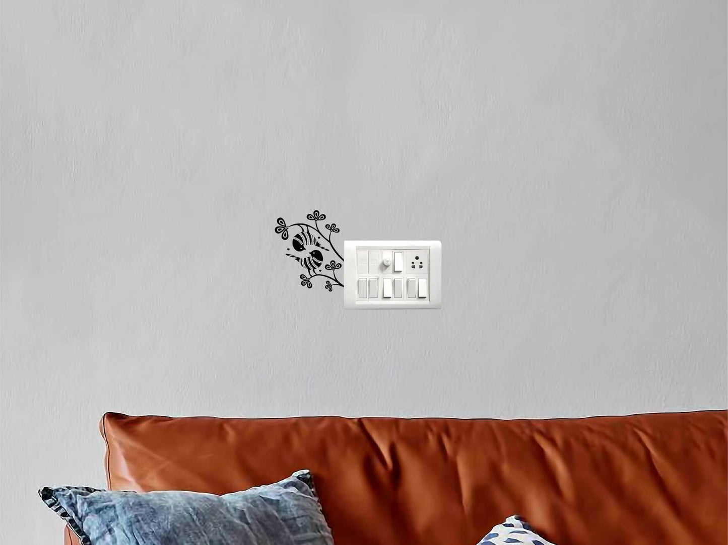 Tree & Leaves Vinyl Switchboard Sticker ( Multicolour , Set of 9 ), Botanical