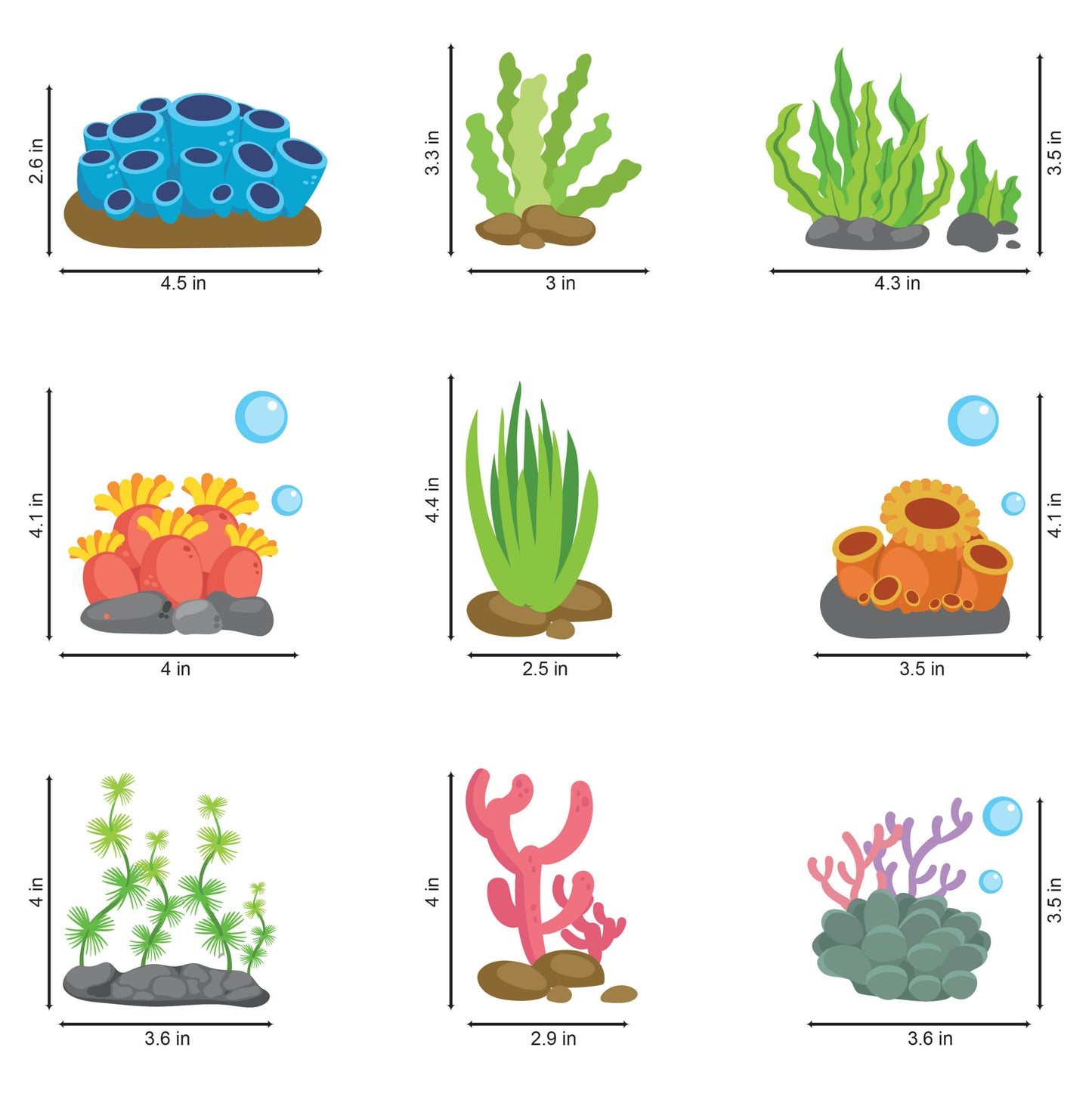 Coloured Sealife Elements Switchboard Sticker - Set of 9