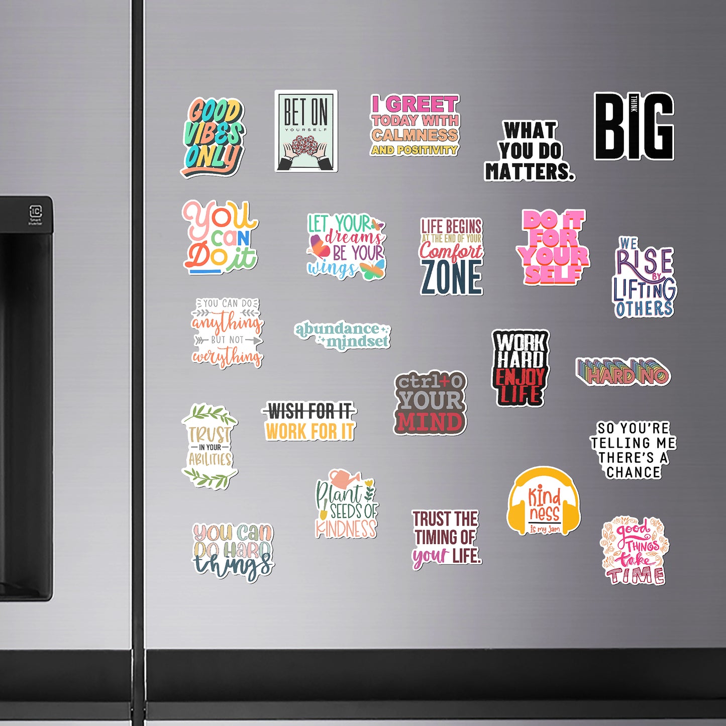 Life Inspiration Fridge Magnet Set - Motivational Designs for Daily Use, Durable Magnets, for Inspiration (Set of 23)