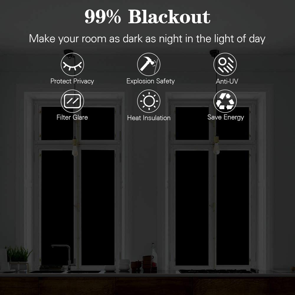 Black Opaque Film For Glass Partition/Glass Door/Bathroom/Living Rooms/Home Offices/Kitchens Self Adhesive Privacy - (Black Colour)