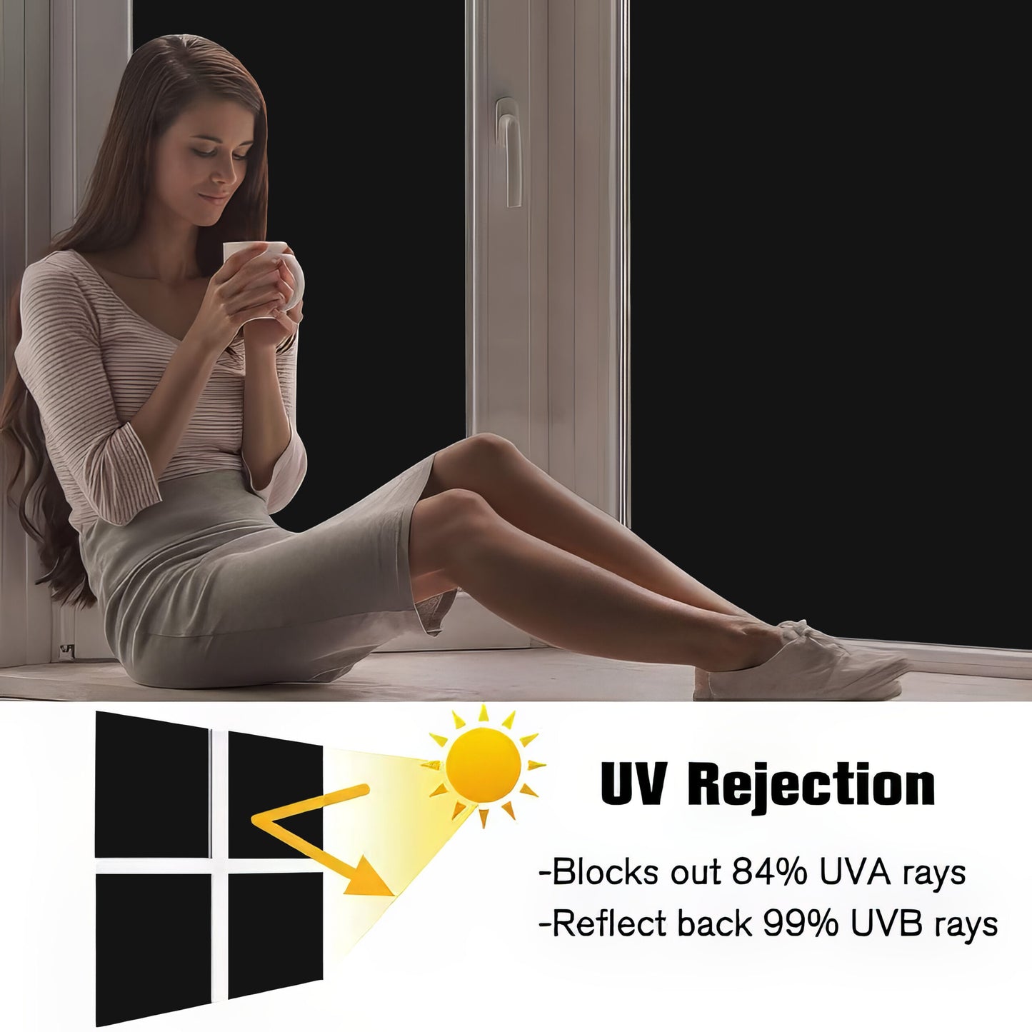 Black Opaque Film For Glass Partition/Glass Door/Bathroom/Living Rooms/Home Offices/Kitchens Self Adhesive Privacy - (Black Colour)