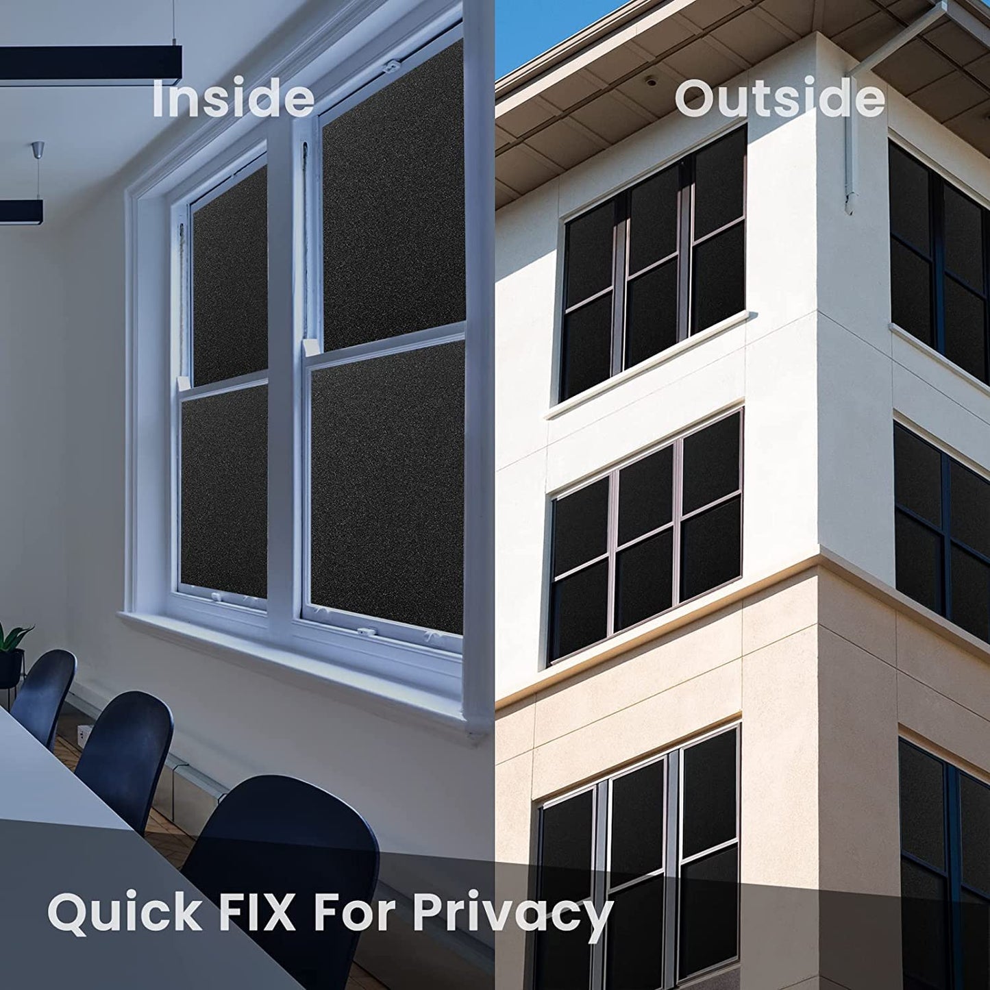 Black Opaque Film For Glass Partition/Glass Door/Bathroom/Living Rooms/Home Offices/Kitchens Self Adhesive Privacy - (Black Colour)