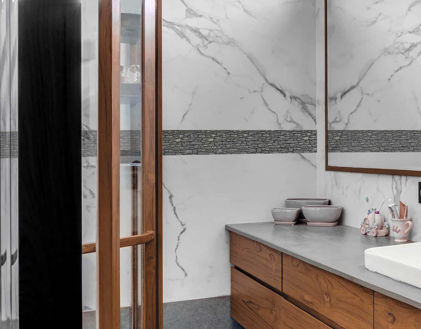 Decorative Natural Stone Brick Pattern Border Sticker