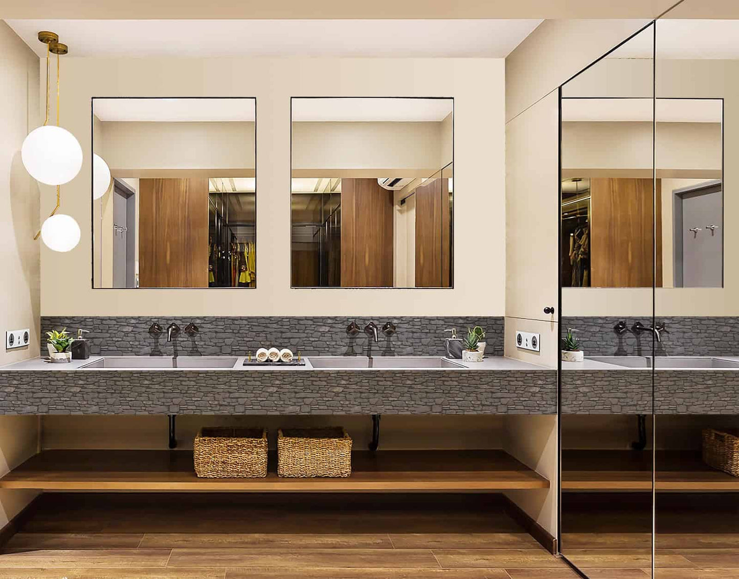 Decorative Natural Stone Brick Pattern Border Sticker