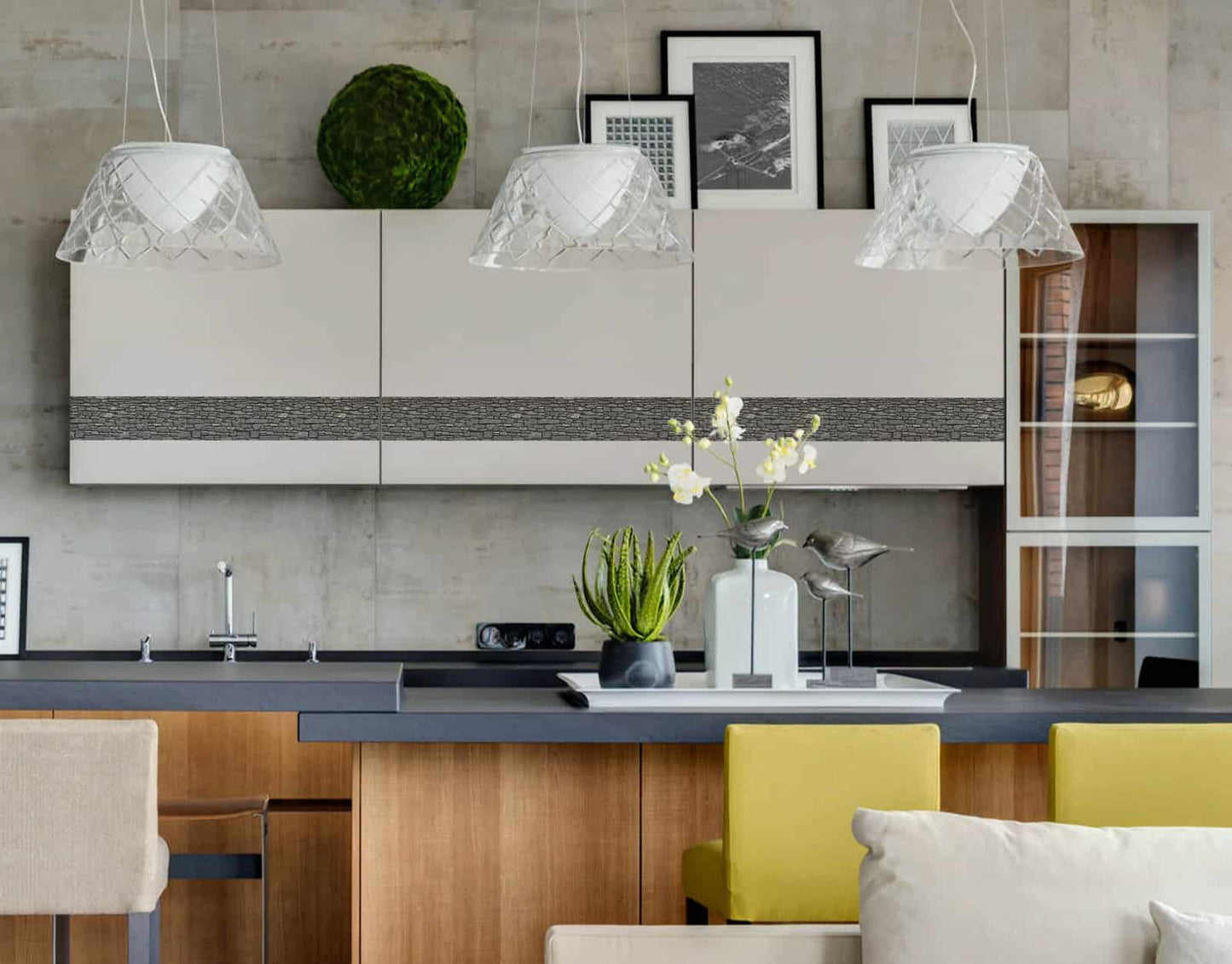 Decorative Natural Stone Brick Pattern Border Sticker