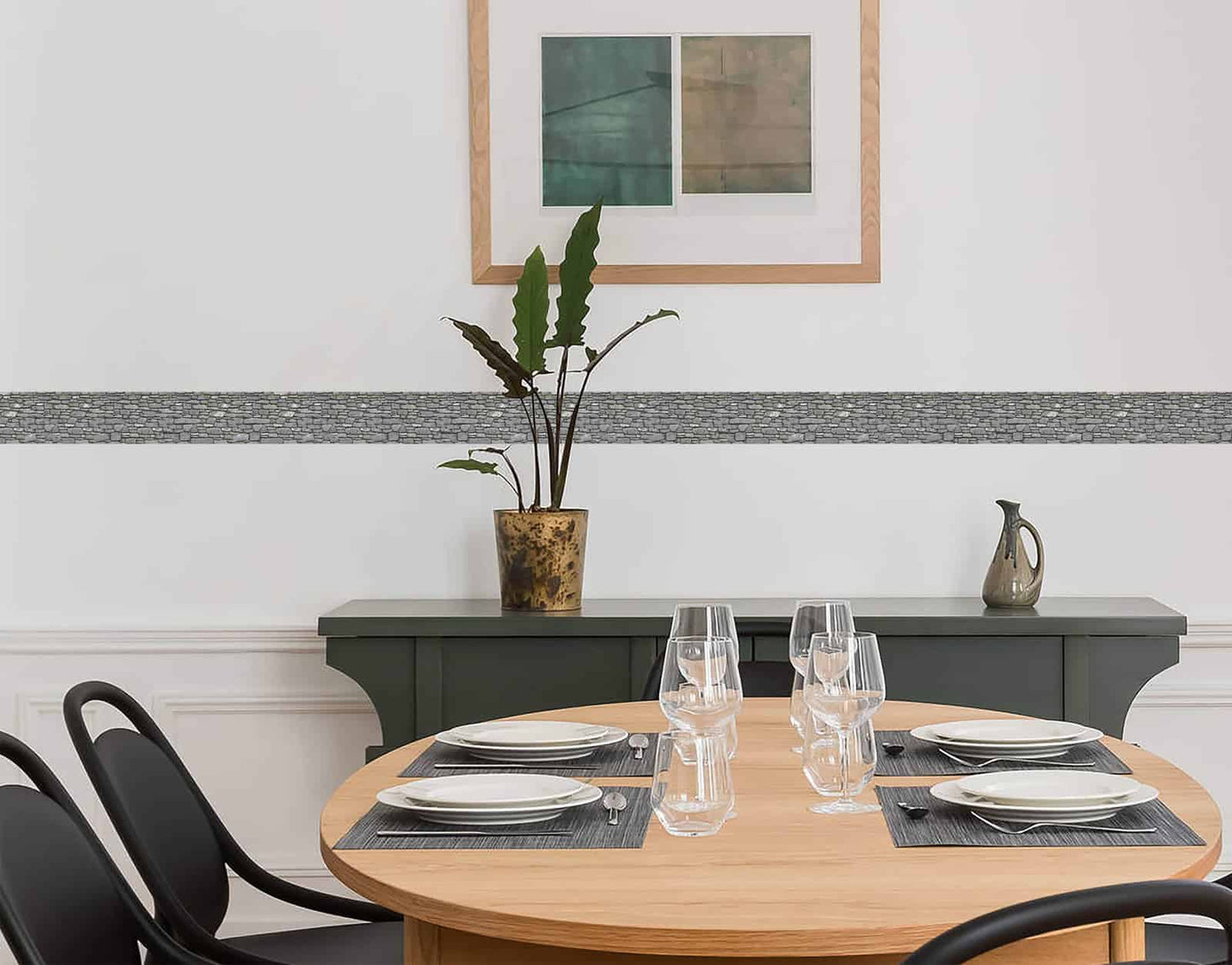 Decorative Natural Stone Brick Pattern Border Sticker