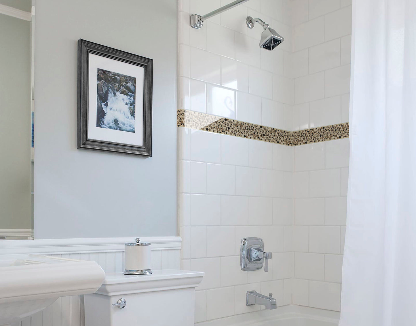 Natural Stone Packed Tile Pattern Self Adhesive Border