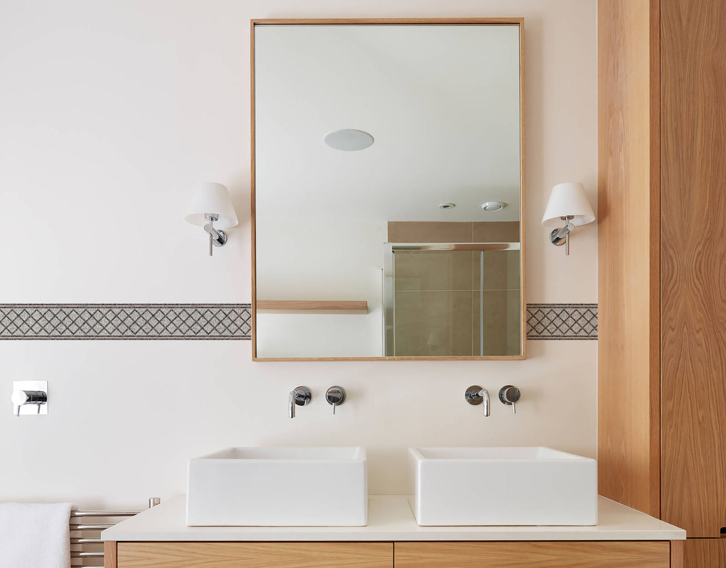 Grey Tile Geometric Pattern Border For Bathroom and Kitchen